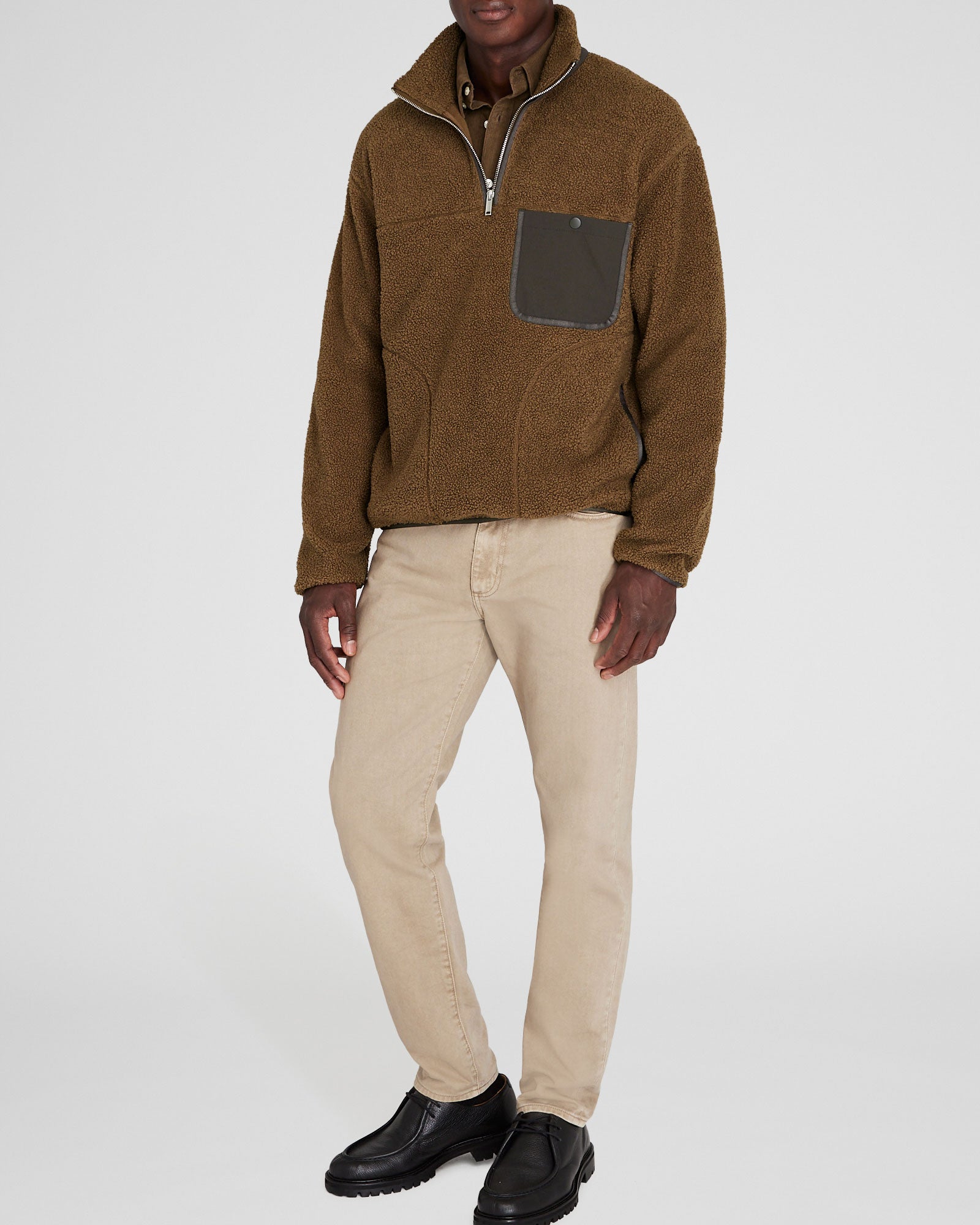 CLUB MONACO - Sherpa demi-zip - Tanné