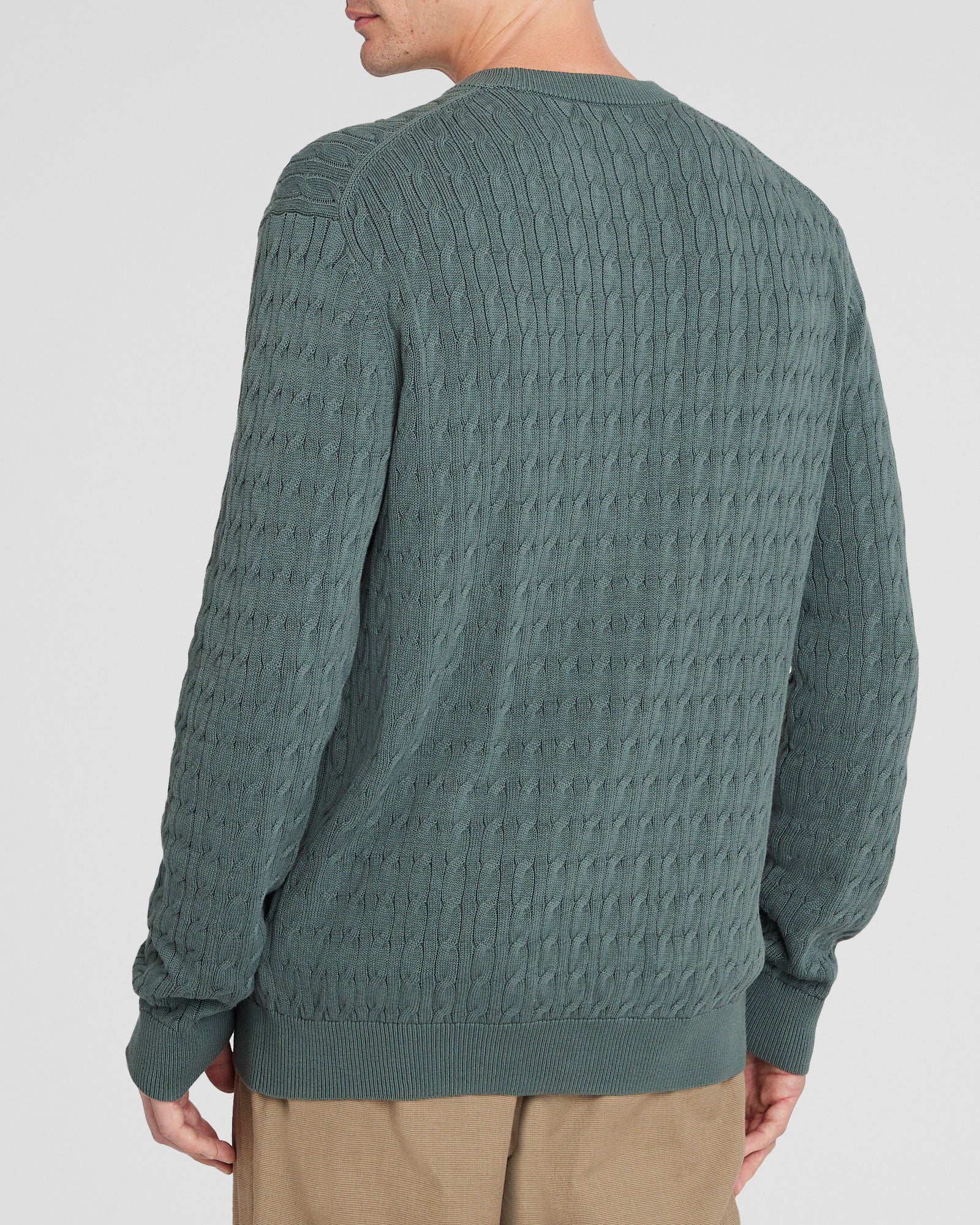 CLUB MONACO - Cotton Cable Crew Sweater - Green