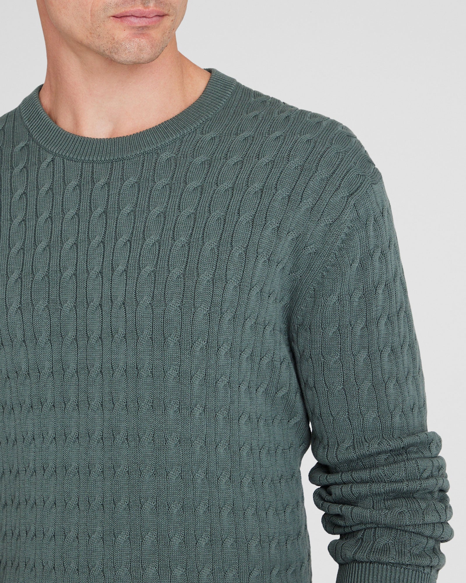 CLUB MONACO - Cotton Cable Crew Sweater - Green