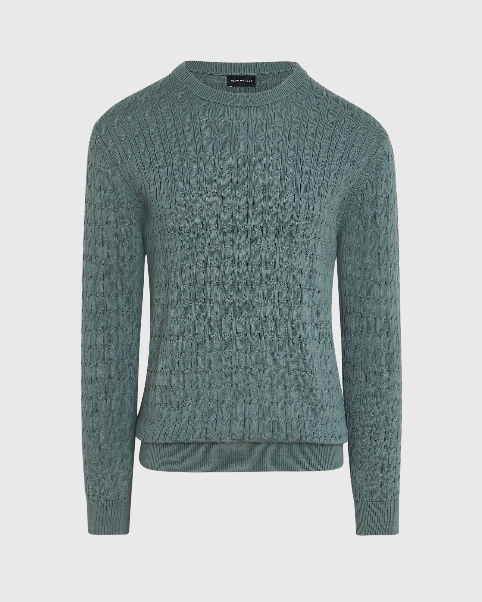CLUB MONACO - Cotton Cable Crew Sweater - Green