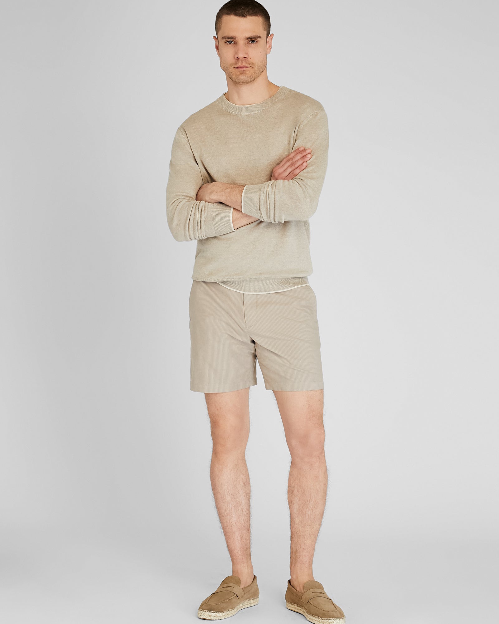 CLUB MONACO - Baxter Micro-Stripe 7” Shorts - Rayures Havane