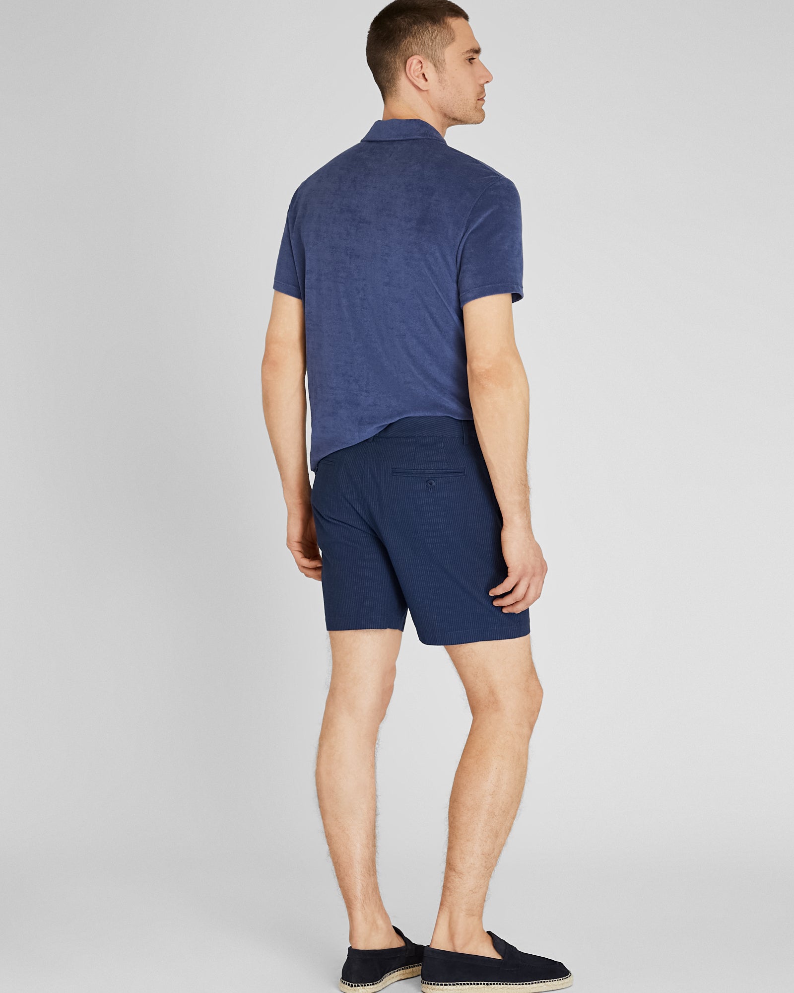CLUB MONACO - Baxter Micro-Stripe 7” Shorts - Navy