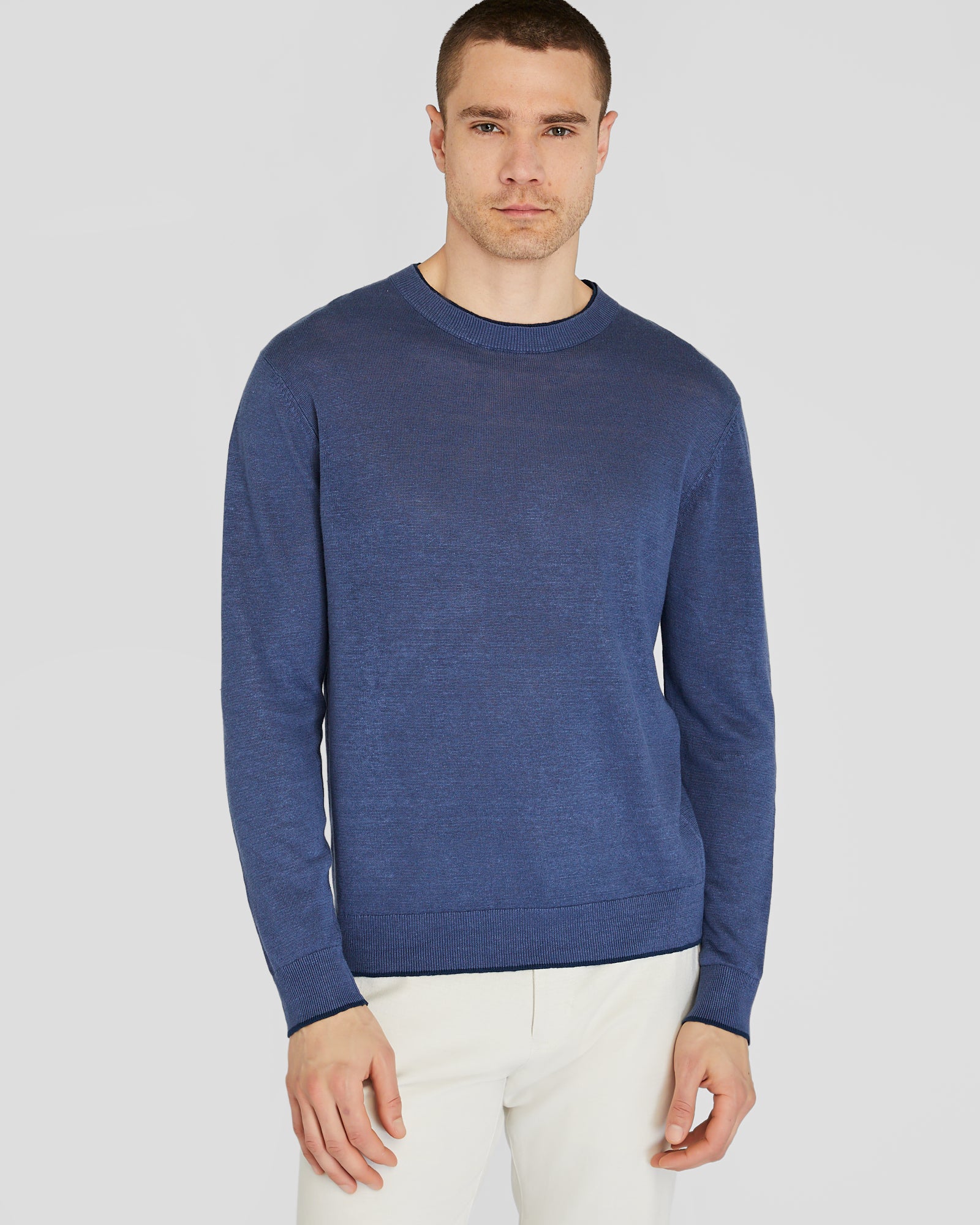 CLUB MONACO - Resort Linen Sweater - Blue Mix