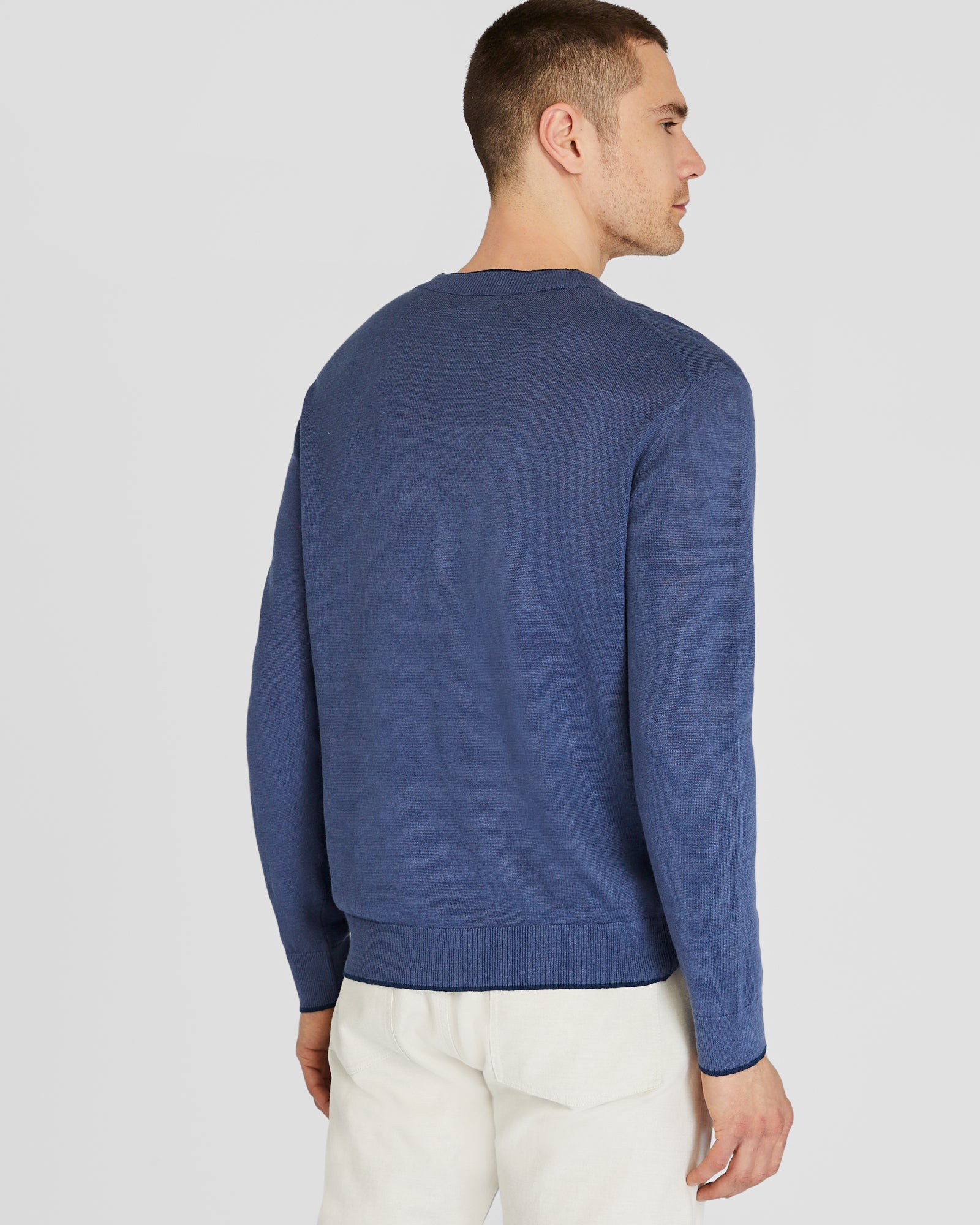 CLUB MONACO - Resort Linen Sweater - Blue Mix