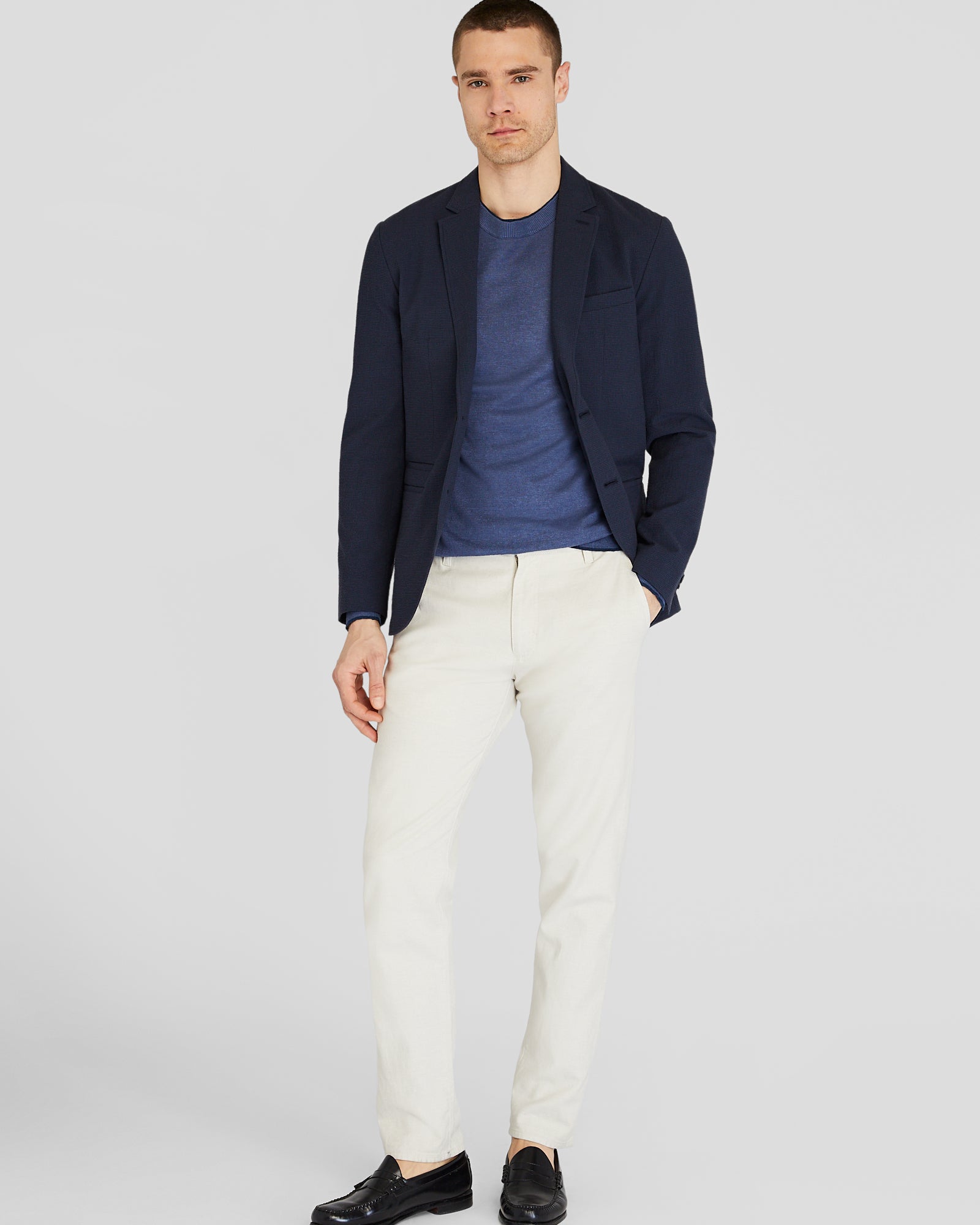 CLUB MONACO - Resort Linen Sweater - Blue Mix