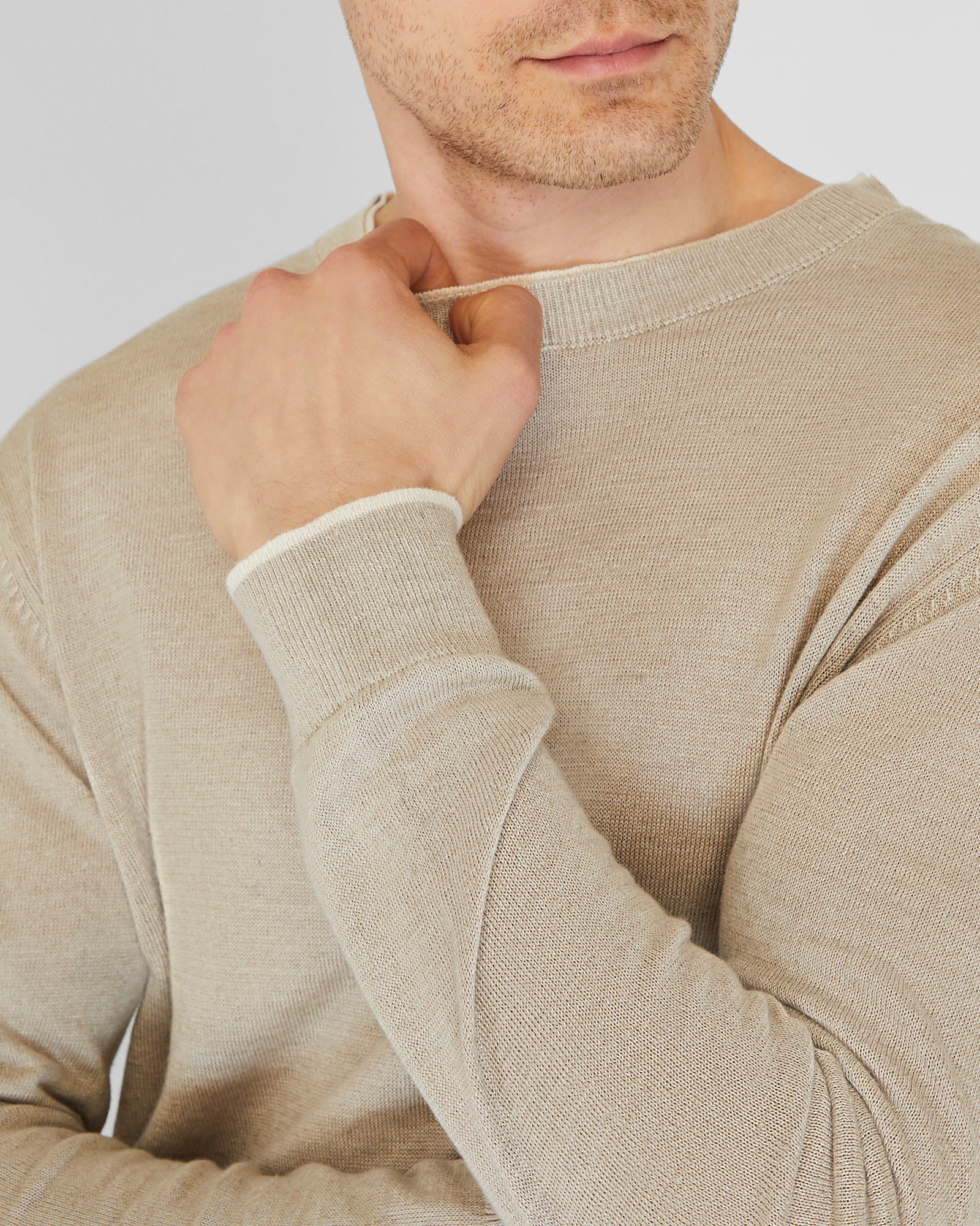 CLUB MONACO - Resort Linen Sweater - Khaki Mix