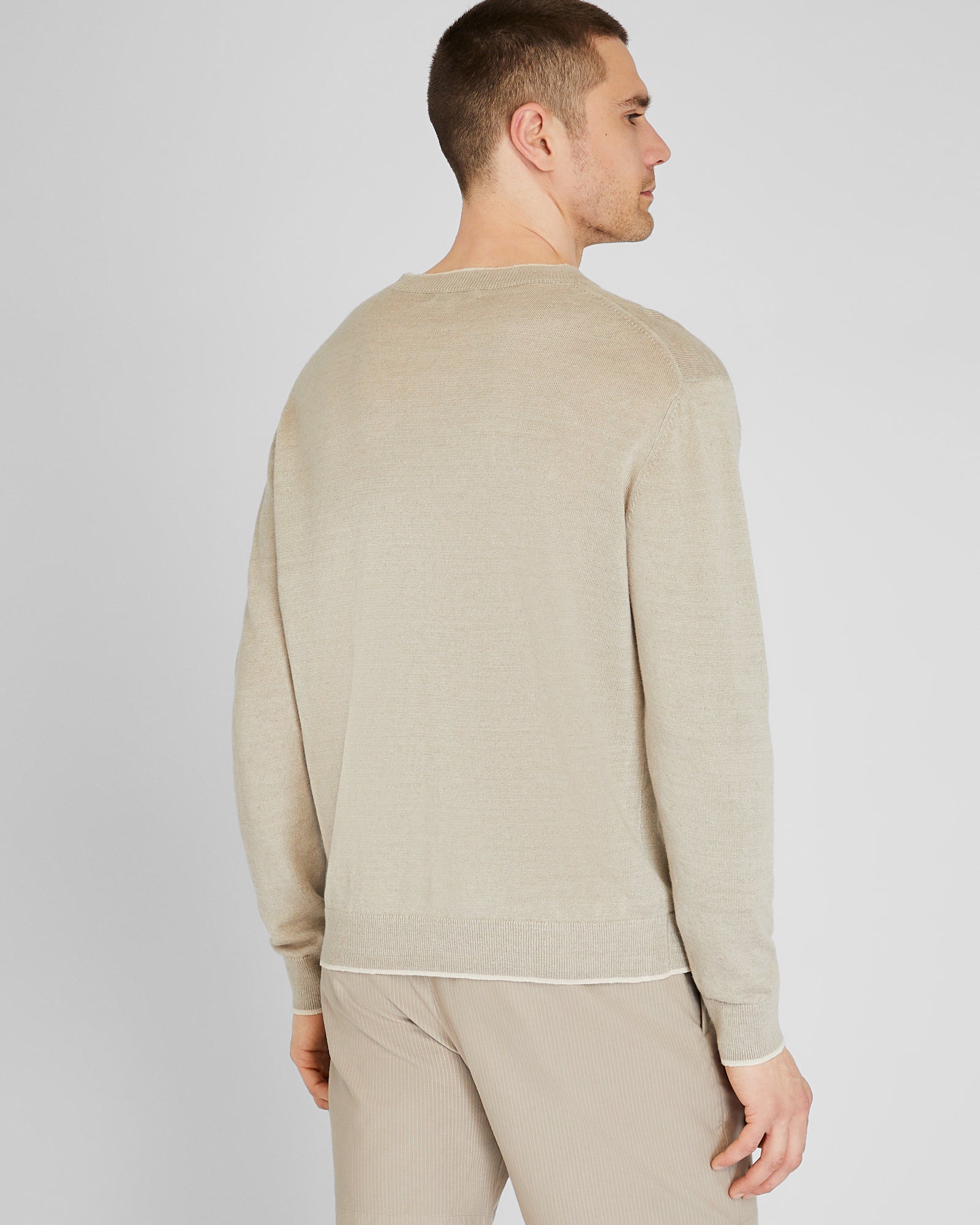 CLUB MONACO - Resort Linen Sweater - Khaki Mix