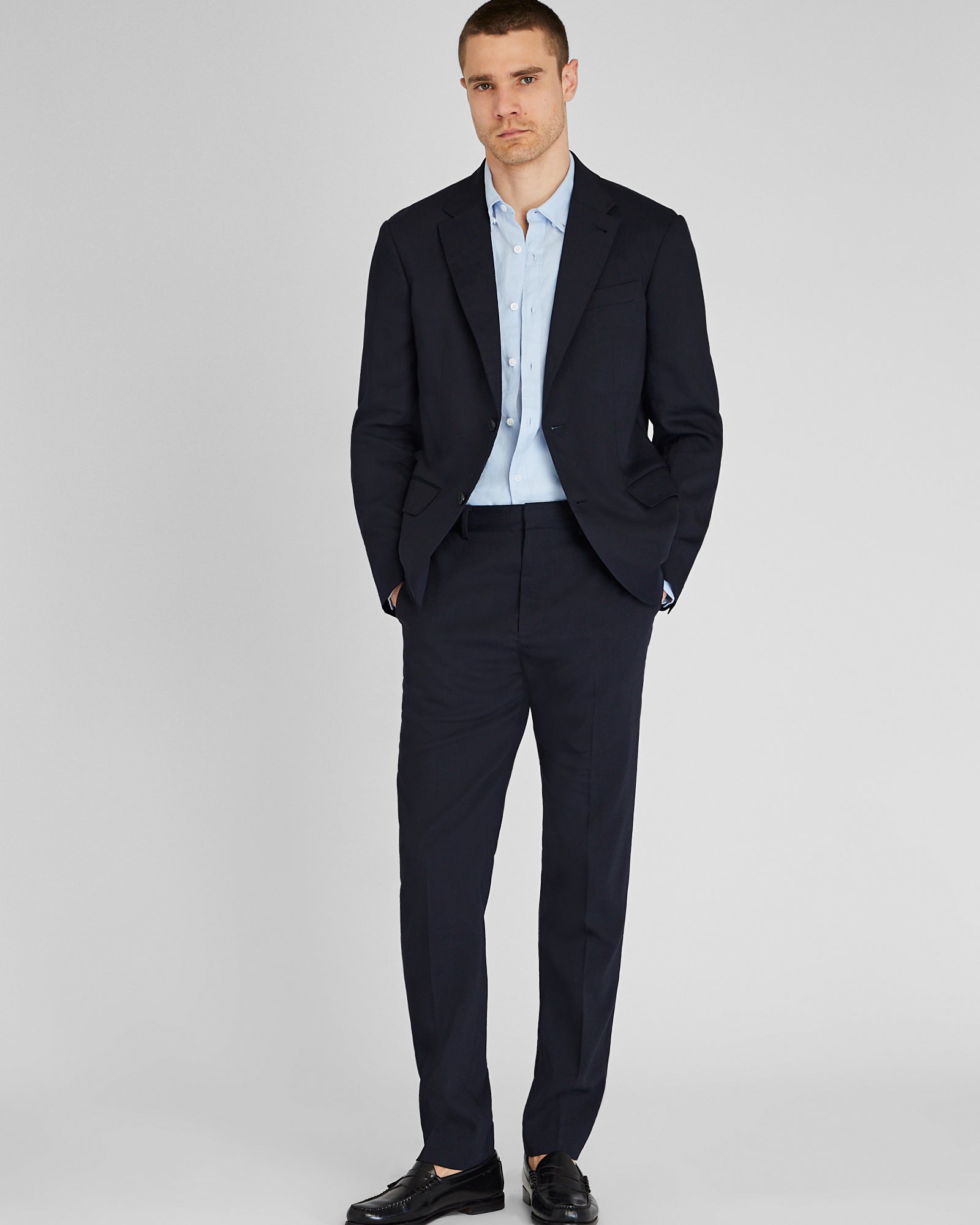 CLUB MONACO - Veste de costume en lin extensible - Marine