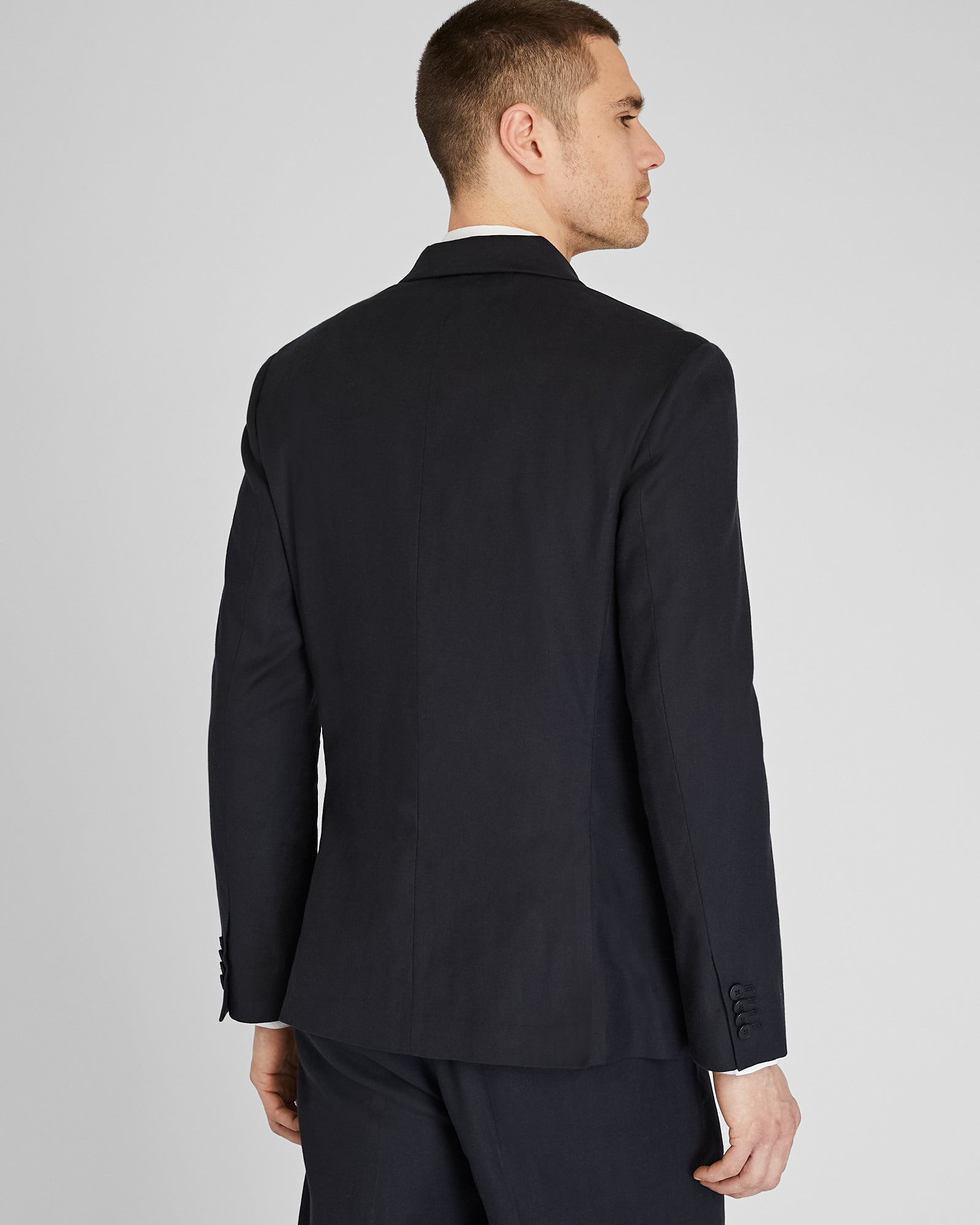 CLUB MONACO - Veste de costume déconstruite à double boutonnage en lin mélangé - Noir