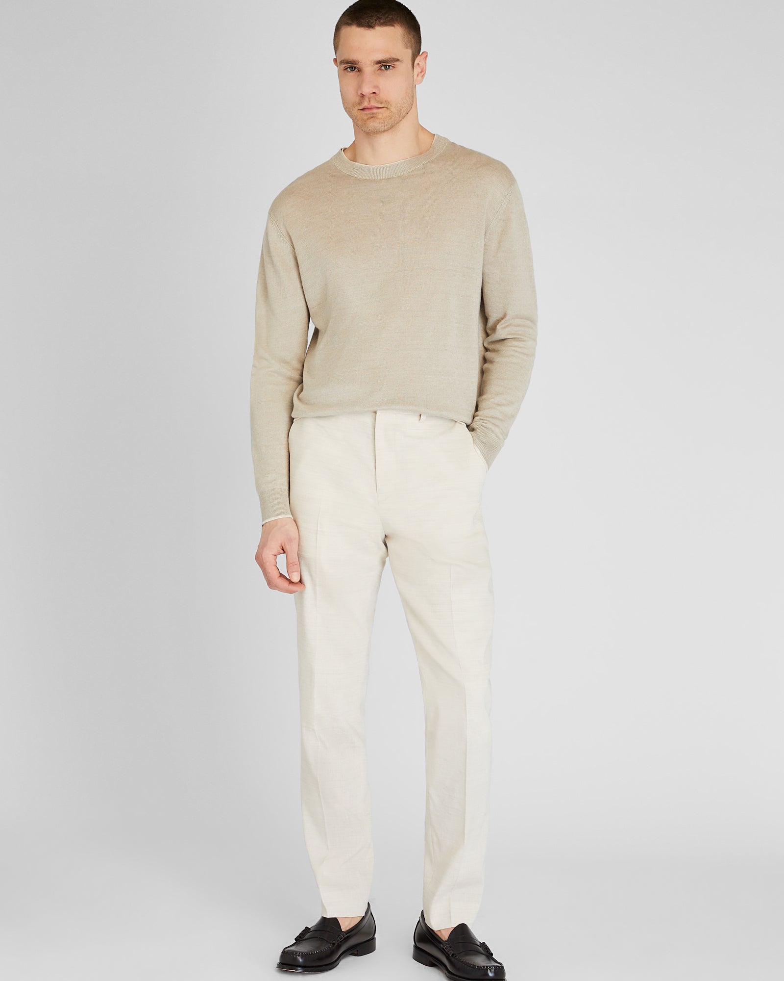 CLUB MONACO - Pantalon de costume extensible en lin - Naturel