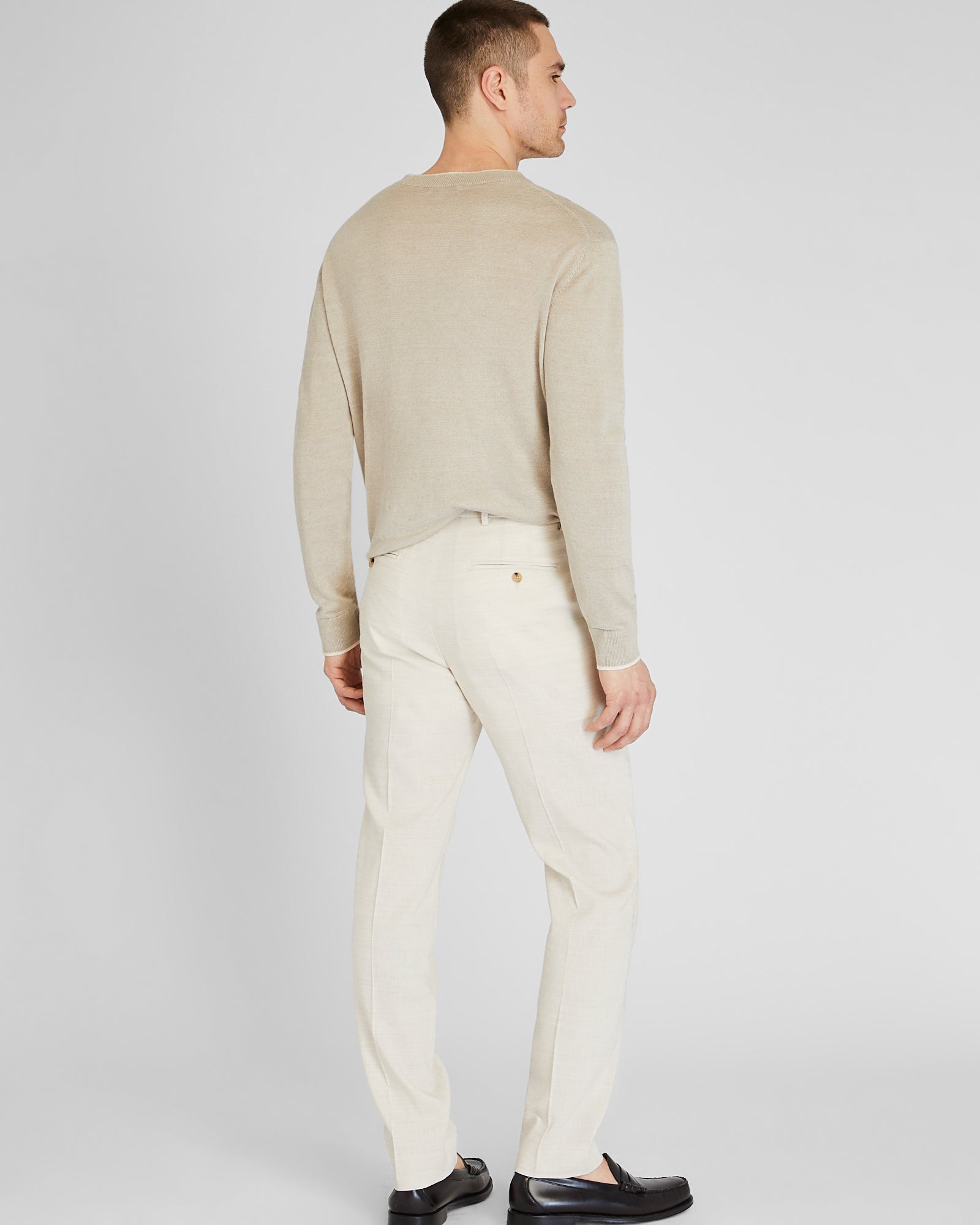 CLUB MONACO - Pantalon de costume extensible en lin - Naturel