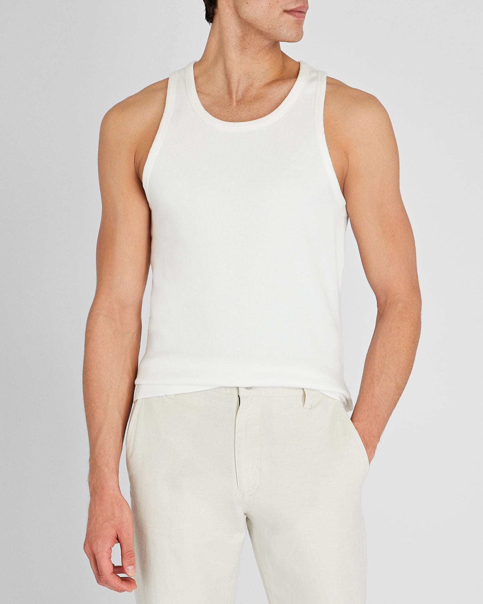CLUB MONACO - Ribbed Tank Top - White
