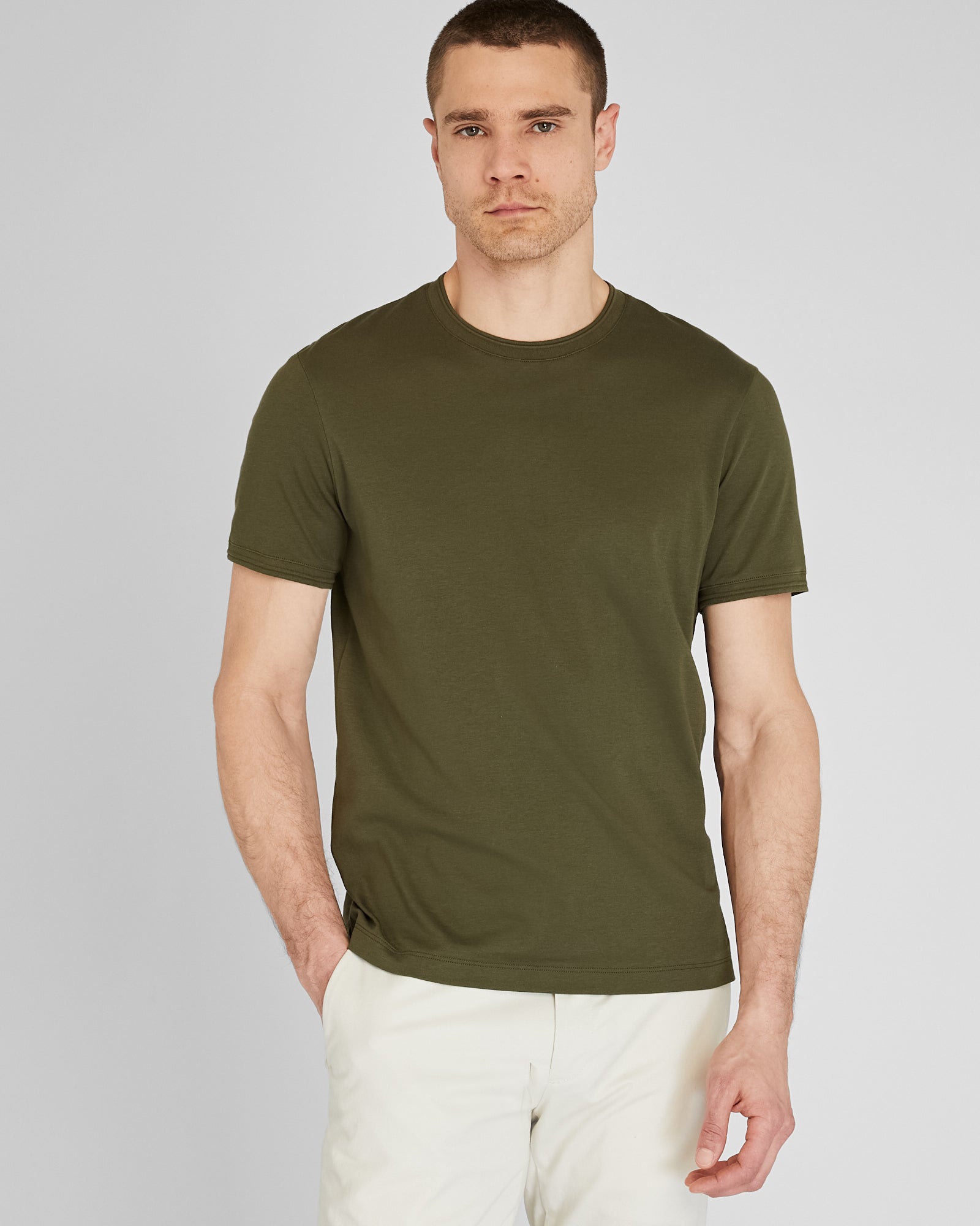 CLUB MONACO - Short-Sleeve Refined Tee - Olive