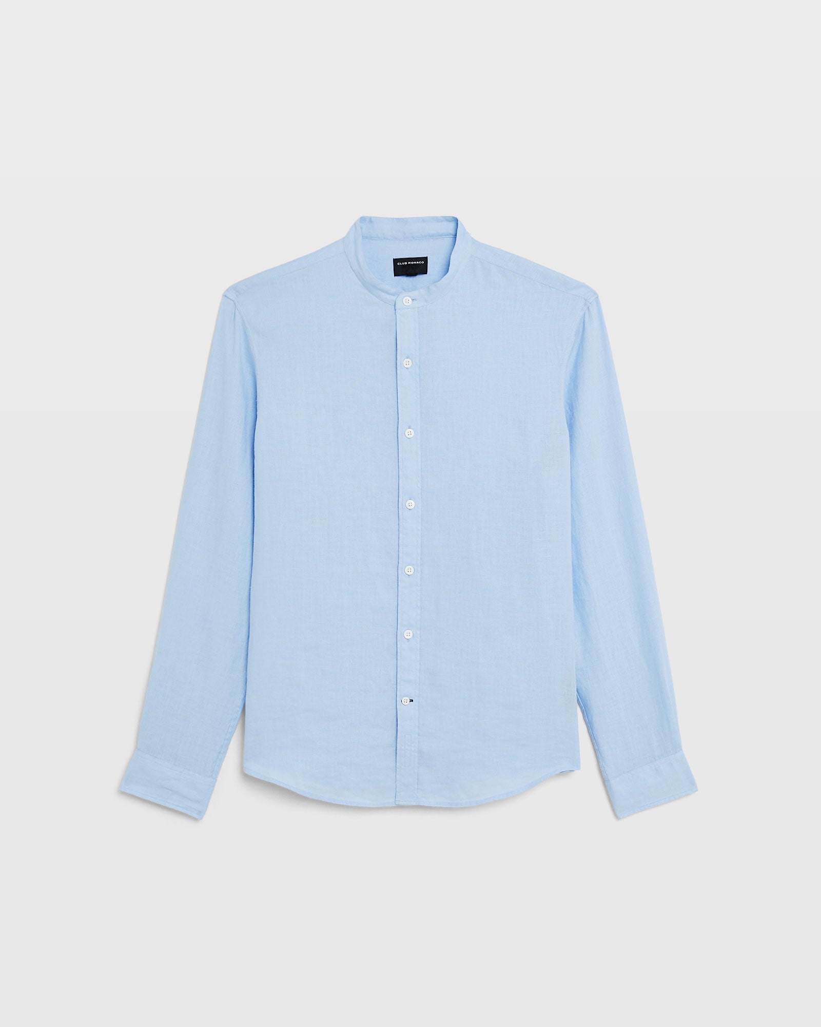 CLUB MONACO - Band Collar Linen Shirt - French Blue