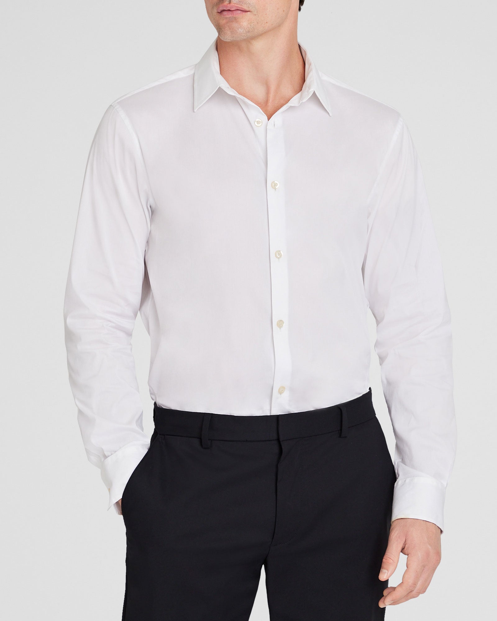 CLUB MONACO - Stretch Poplin Dress Shirt - White