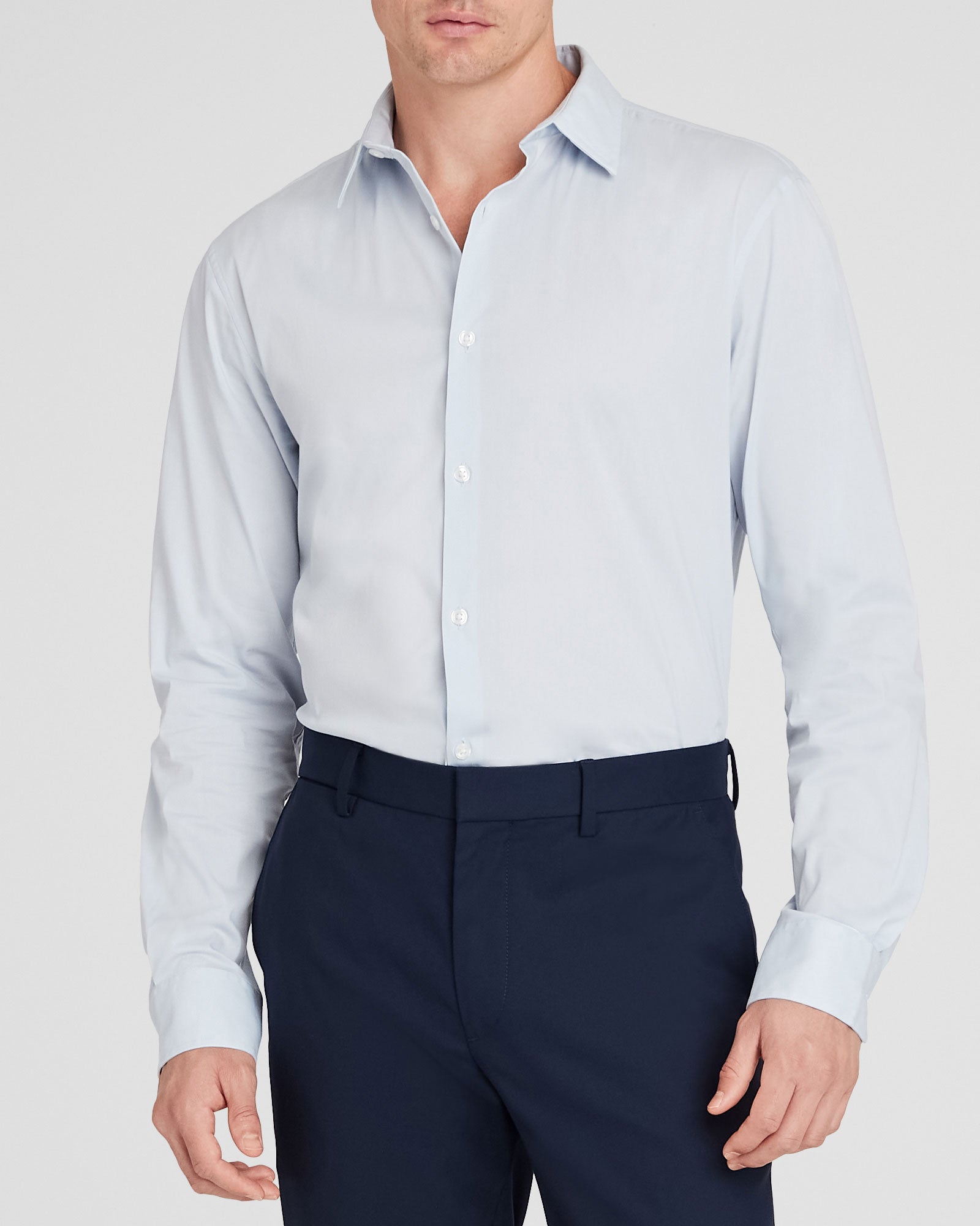 CLUB MONACO - Stretch Poplin Dress Shirt - Blue