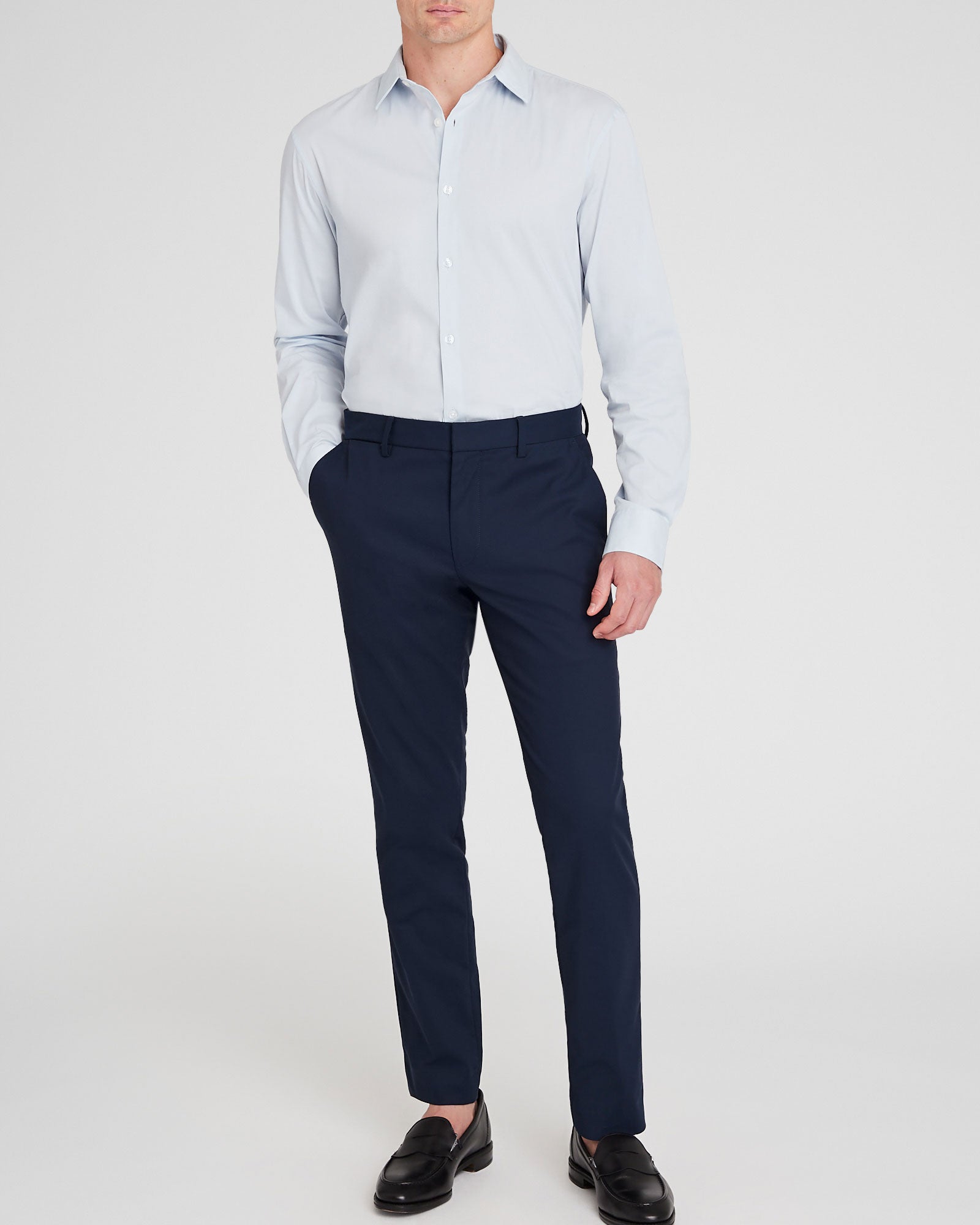 CLUB MONACO - Stretch Poplin Dress Shirt - Blue