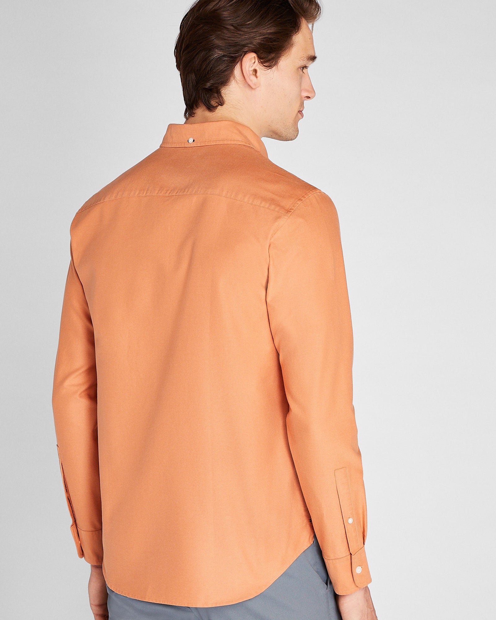 CLUB MONACO - Long-Sleeve Solid Oxford Shirt - Burnt Orange