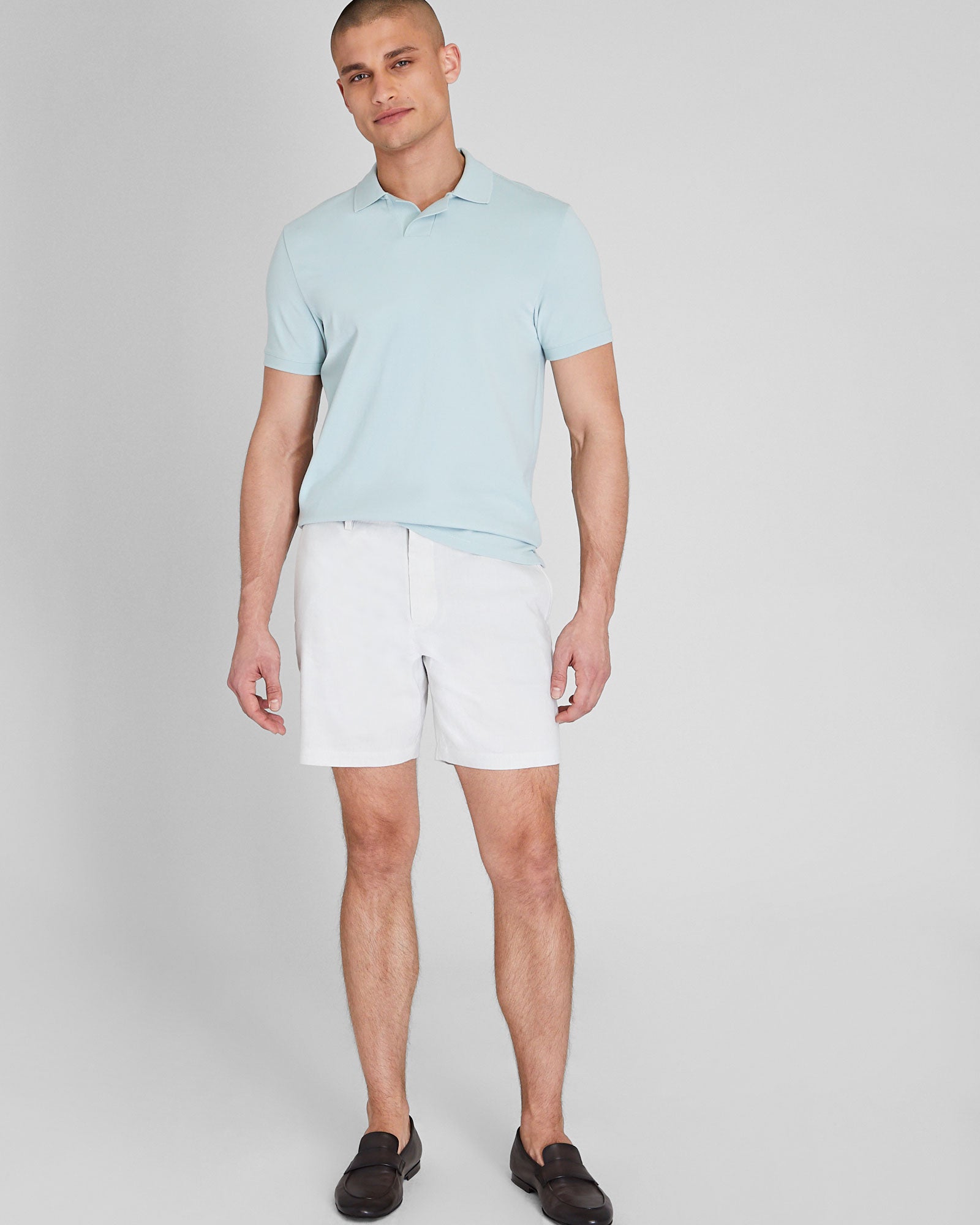 CLUB MONACO - Col polo tricoteuse - Bleu clair