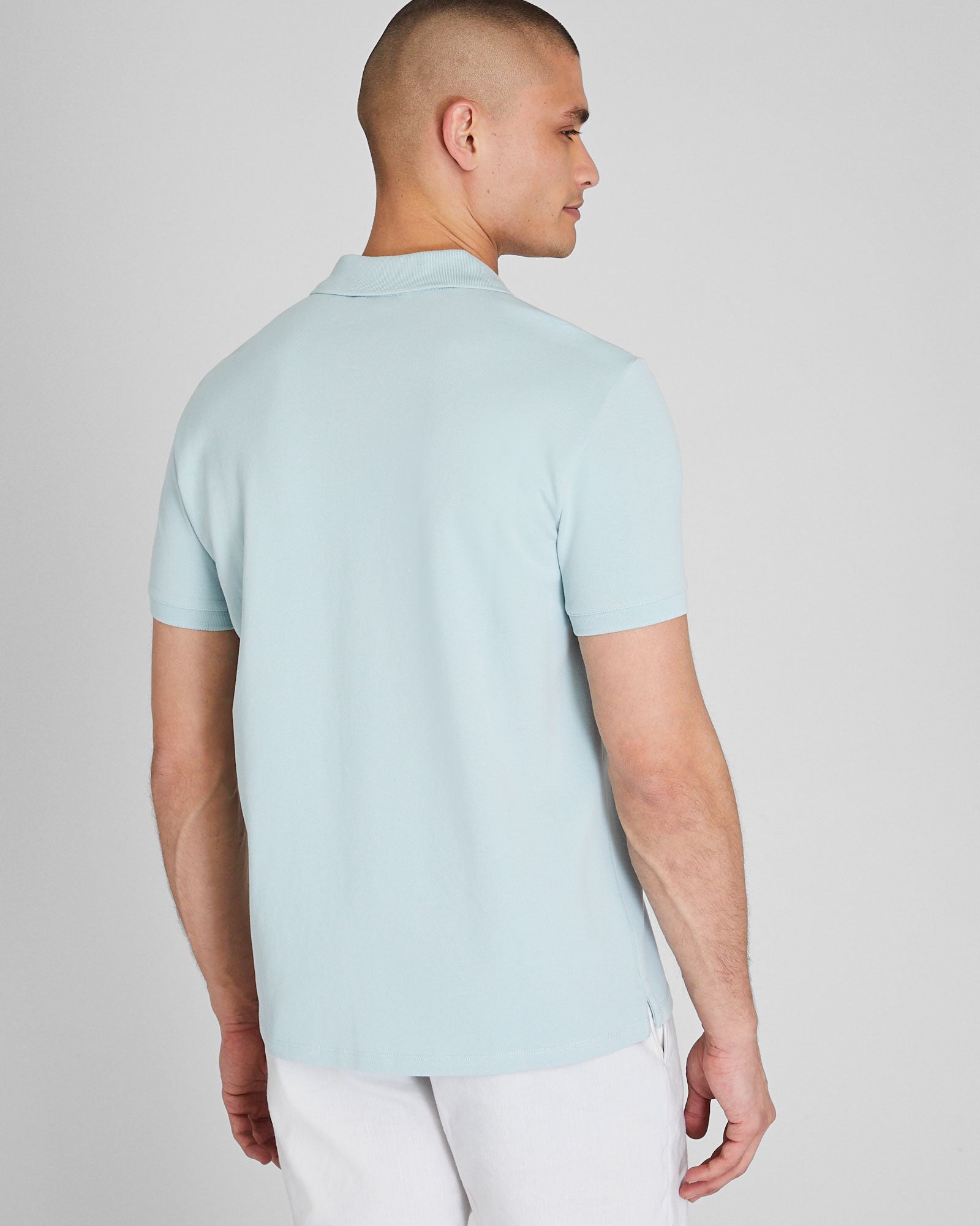 CLUB MONACO - Col polo tricoteuse - Bleu clair