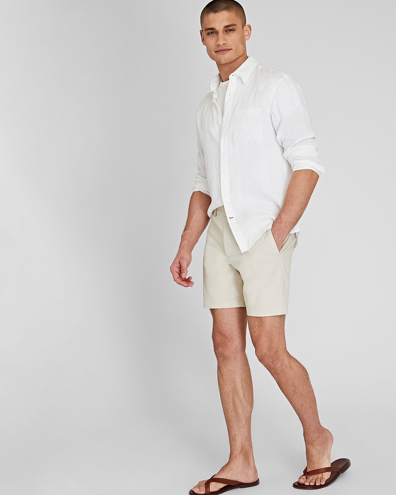 CLUB MONACO - Baxter Texture 7" Short - Heather Grey