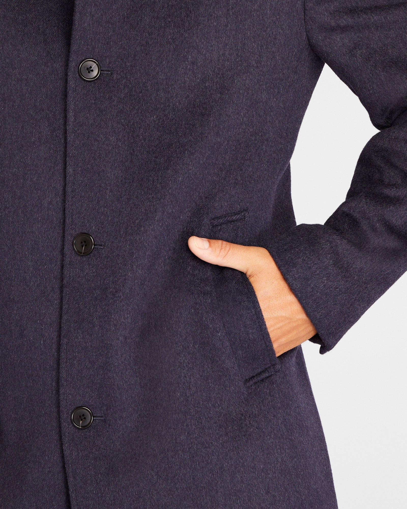 CLUB MONACO - Loukas Funnel Neck Coat - Navy