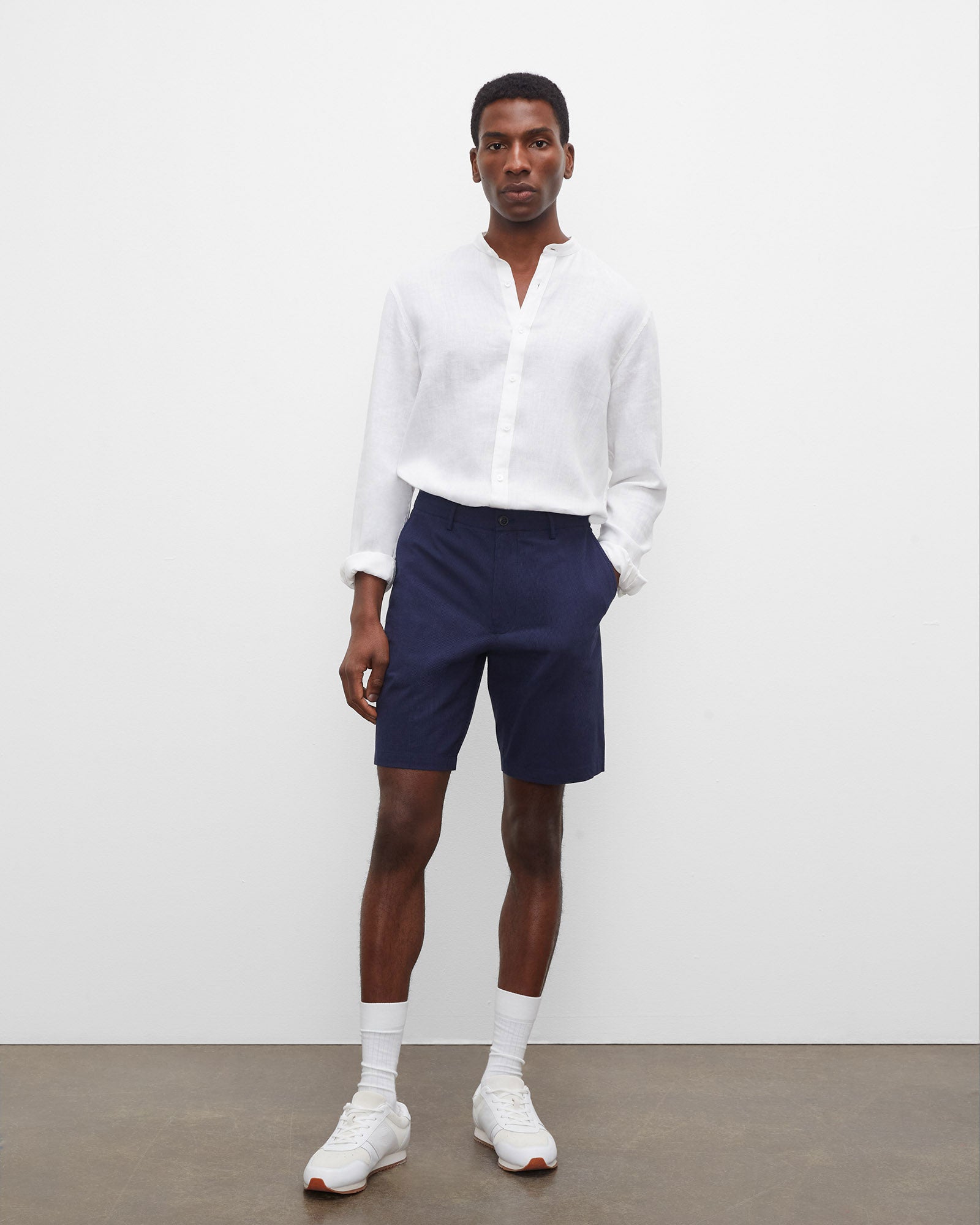 CLUB MONACO - Maddox Seersucker 9" Short - Navy