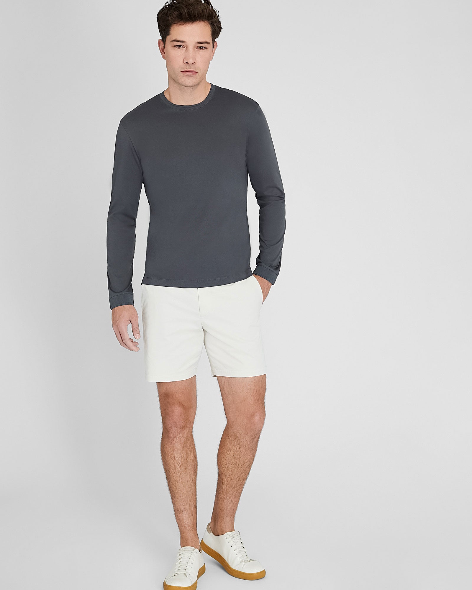 CLUB MONACO - Long-Sleeve Refined Crew Tee - Olive