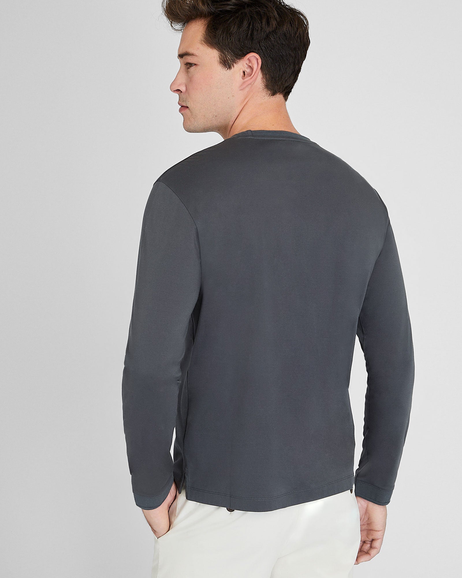 CLUB MONACO - Long-Sleeve Refined Crew Tee - Olive
