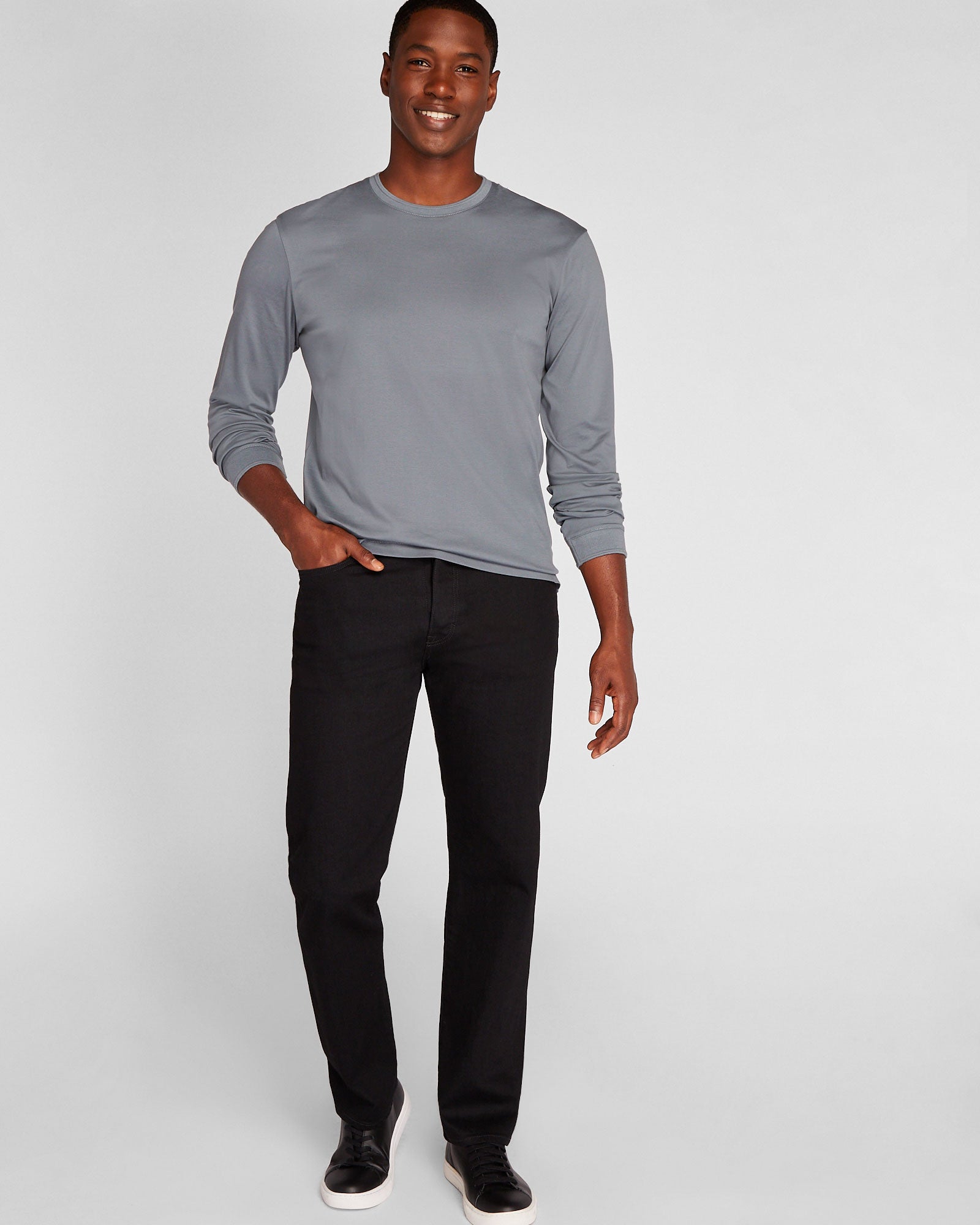 CLUB MONACO - Long-Sleeve Refined Crew Tee - Dusk