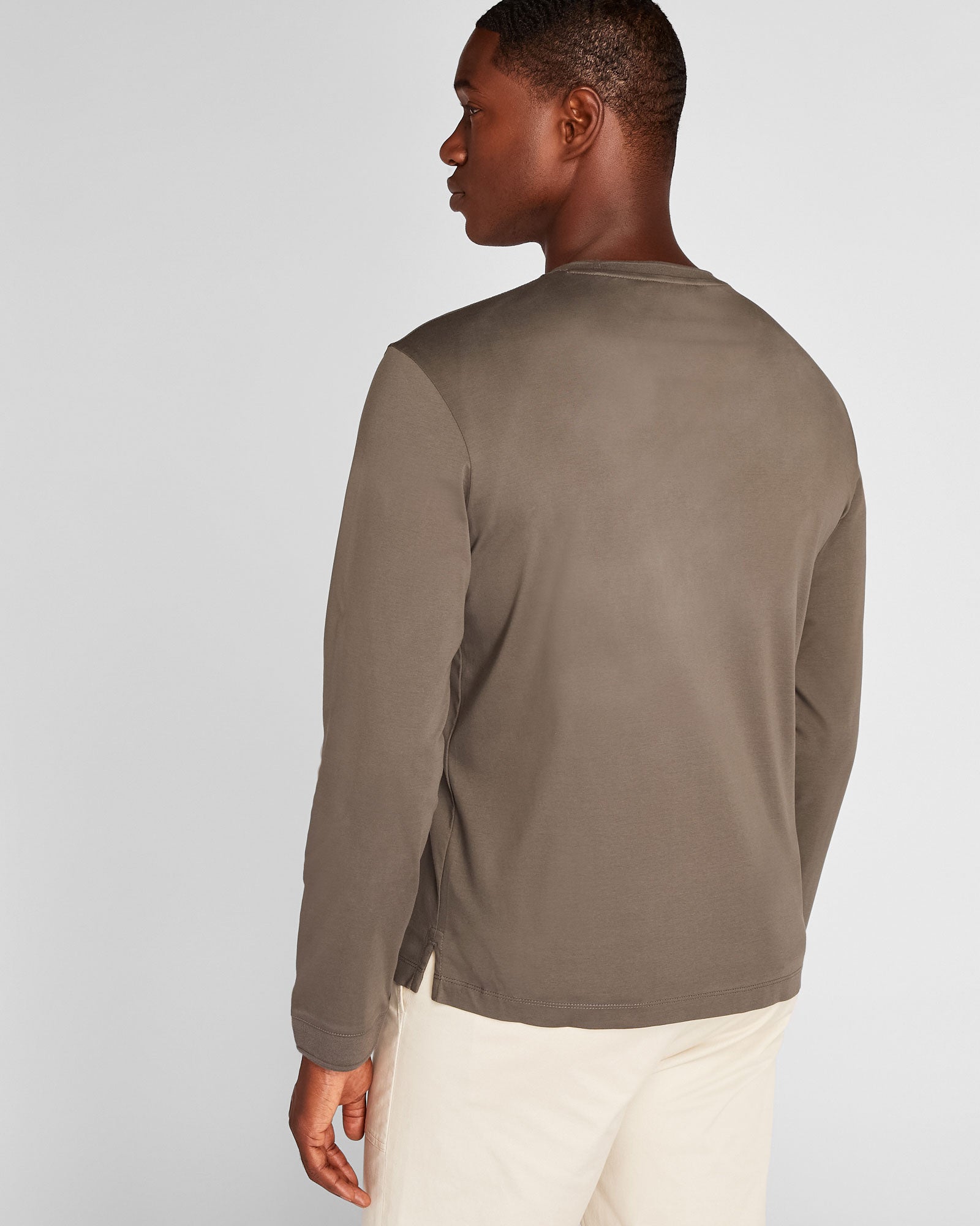 CLUB MONACO - Long-Sleeve Refined Crew Tee - Dark Olive