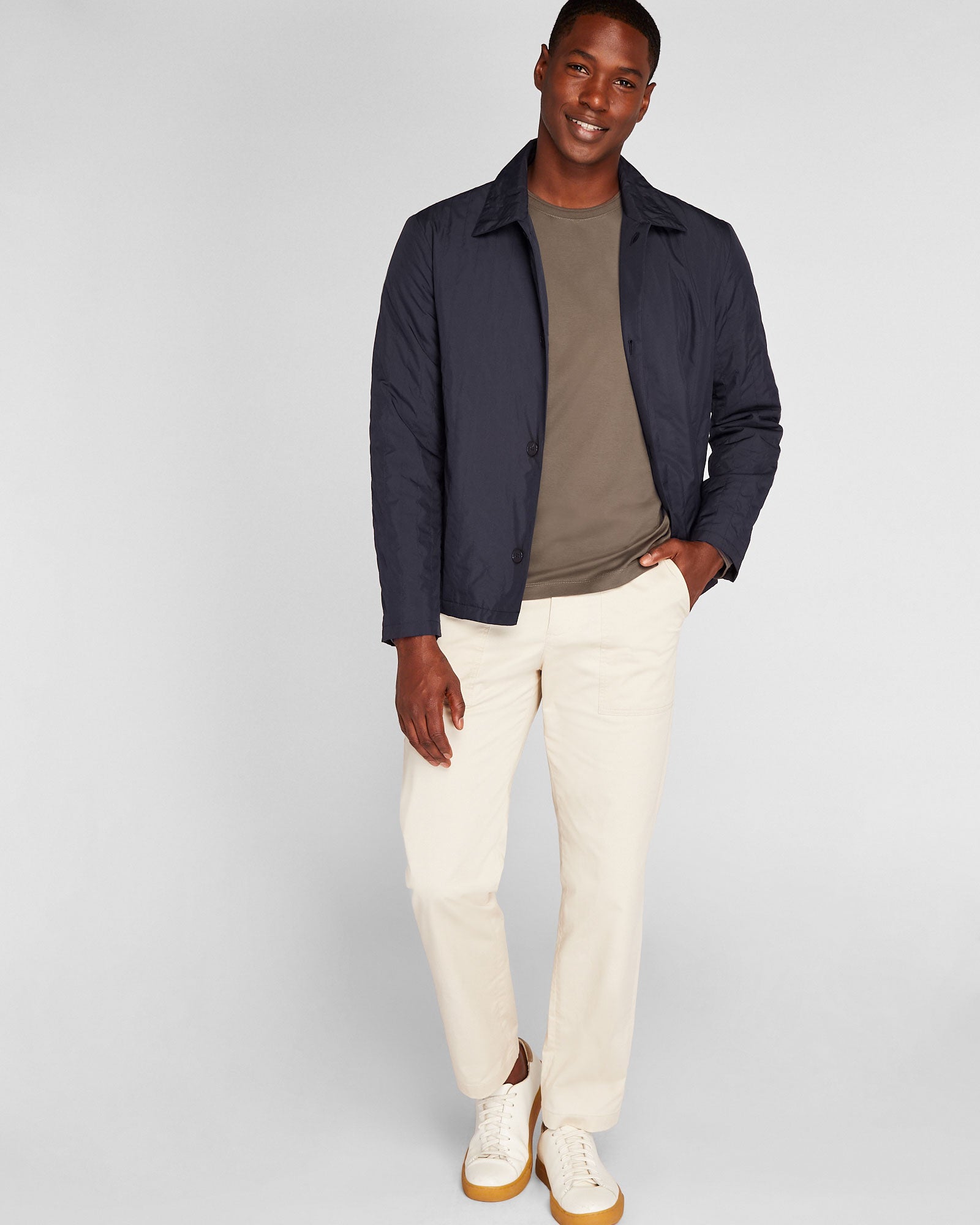CLUB MONACO - Long-Sleeve Refined Crew Tee - Dark Olive