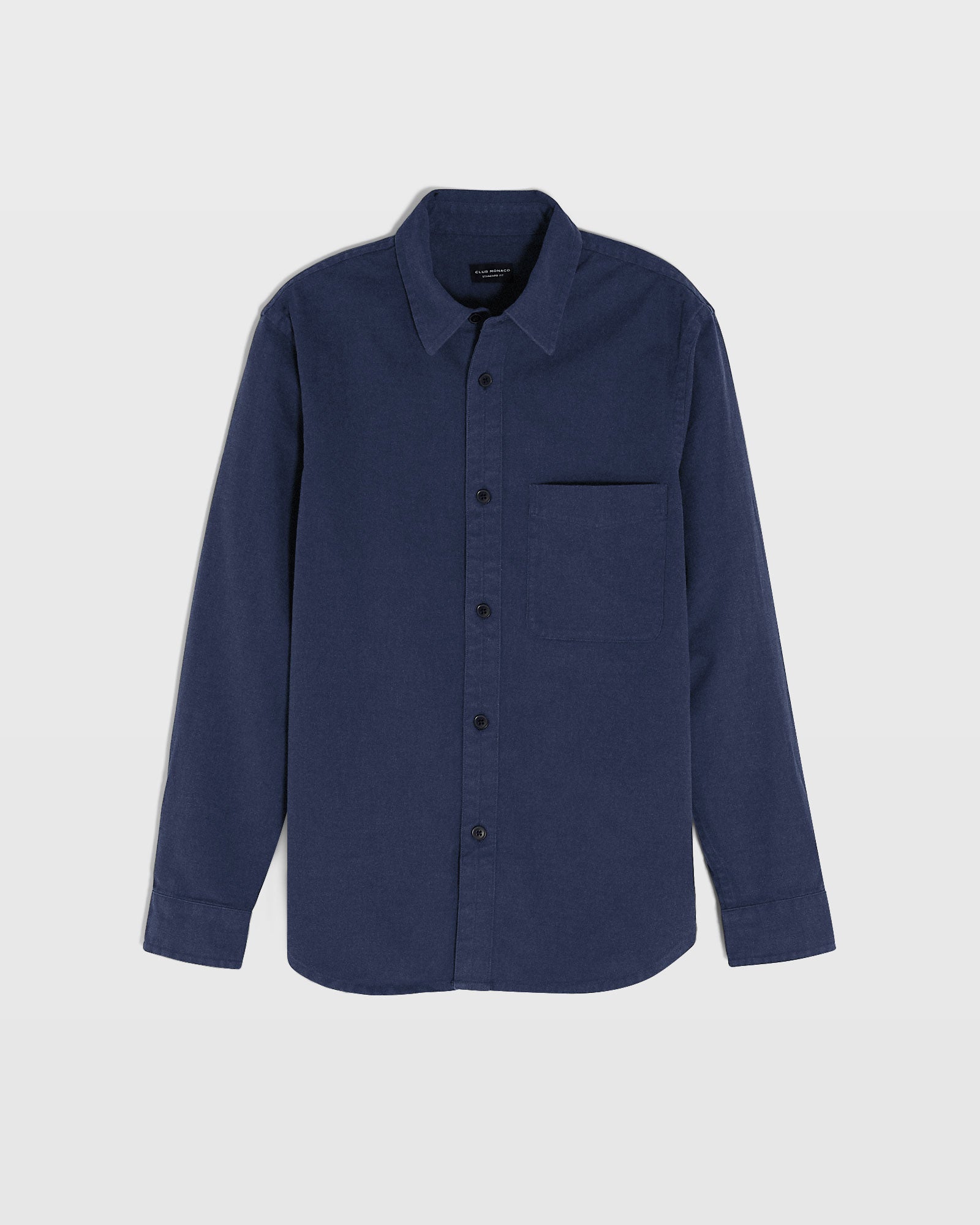 CLUB MONACO - Long Sleeve Heathered Standard Shirt - Bleu