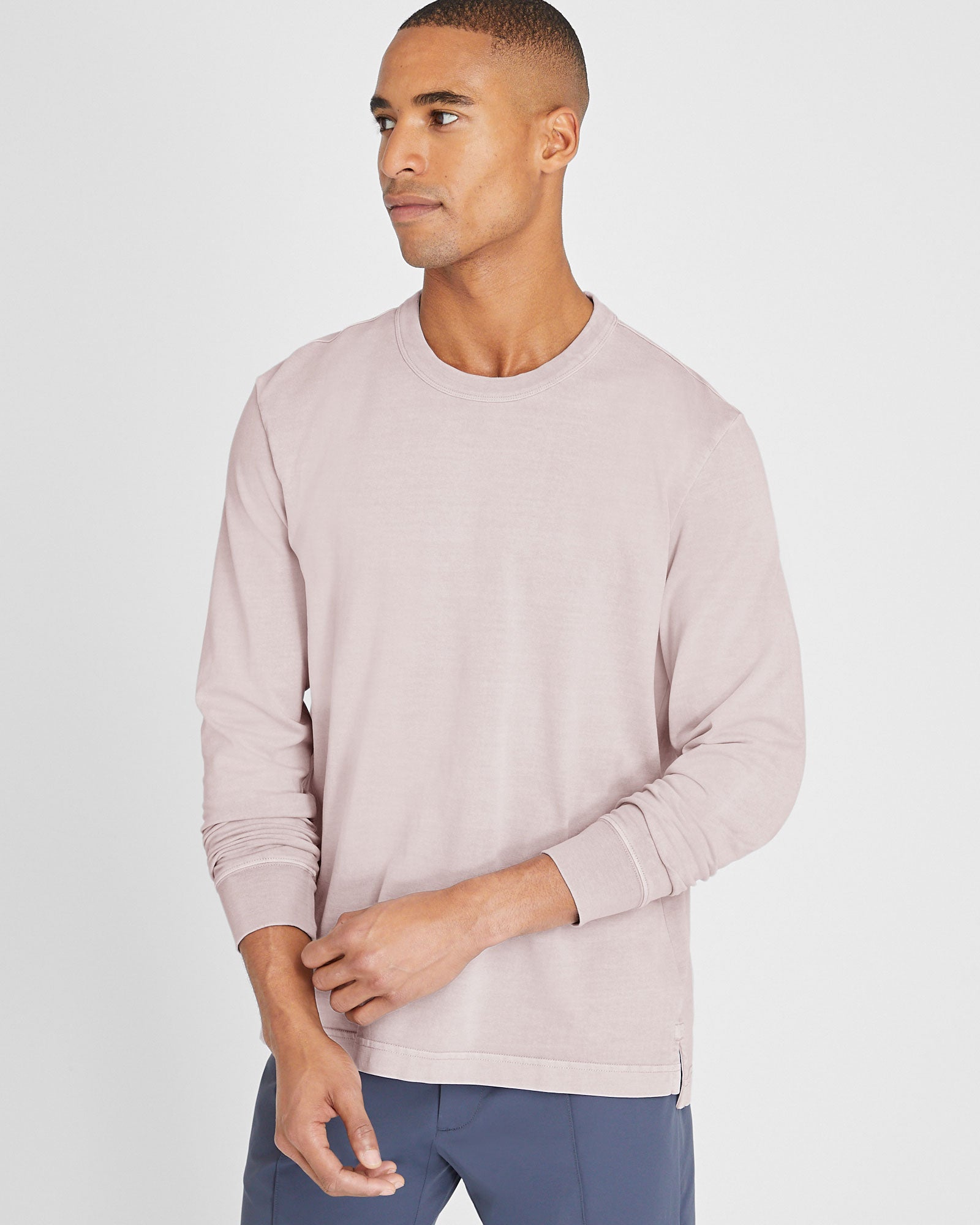 CLUB MONACO - Chandail en molleton ras du cou - Gris Clair