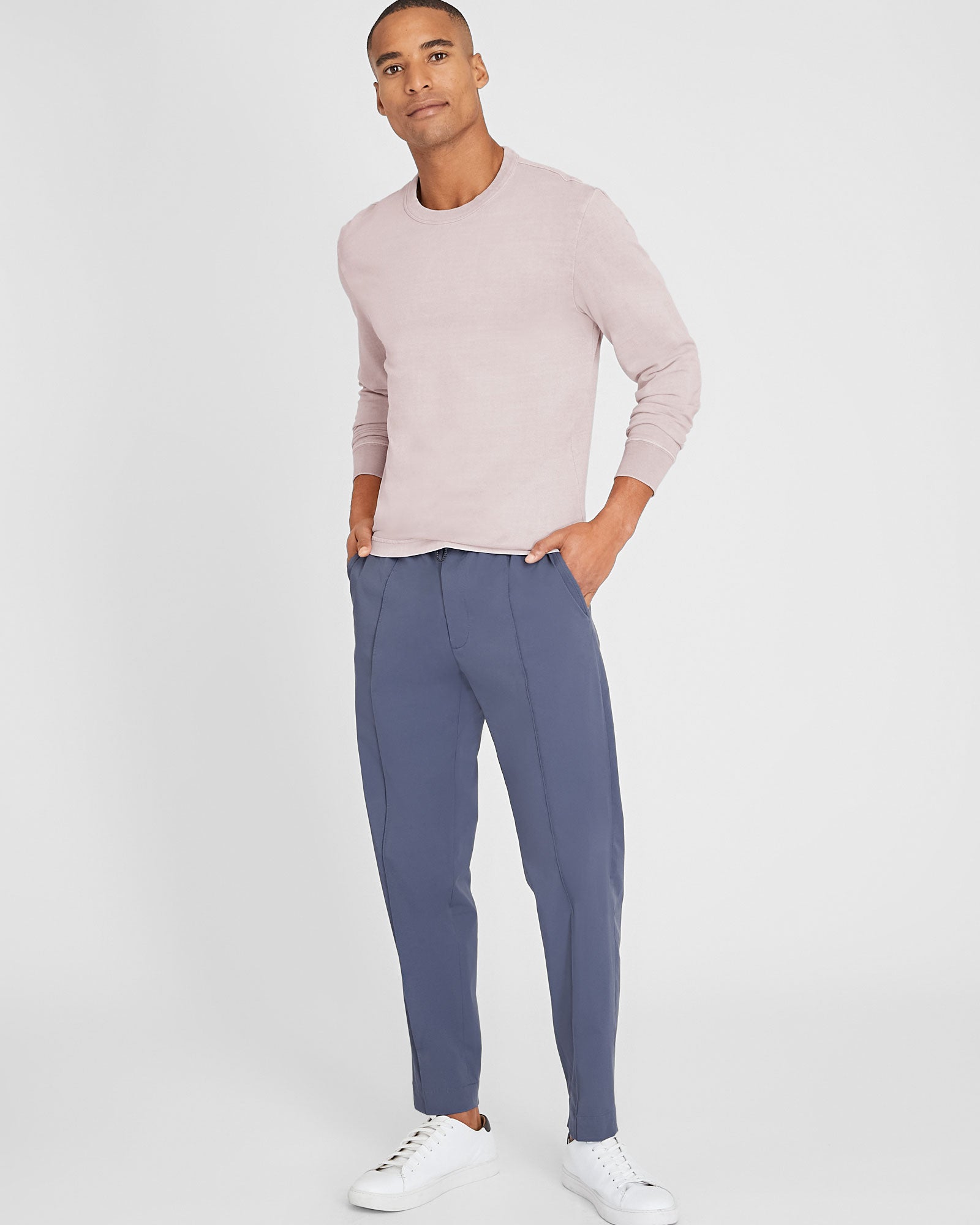 CLUB MONACO - Chandail en molleton ras du cou - Gris Clair