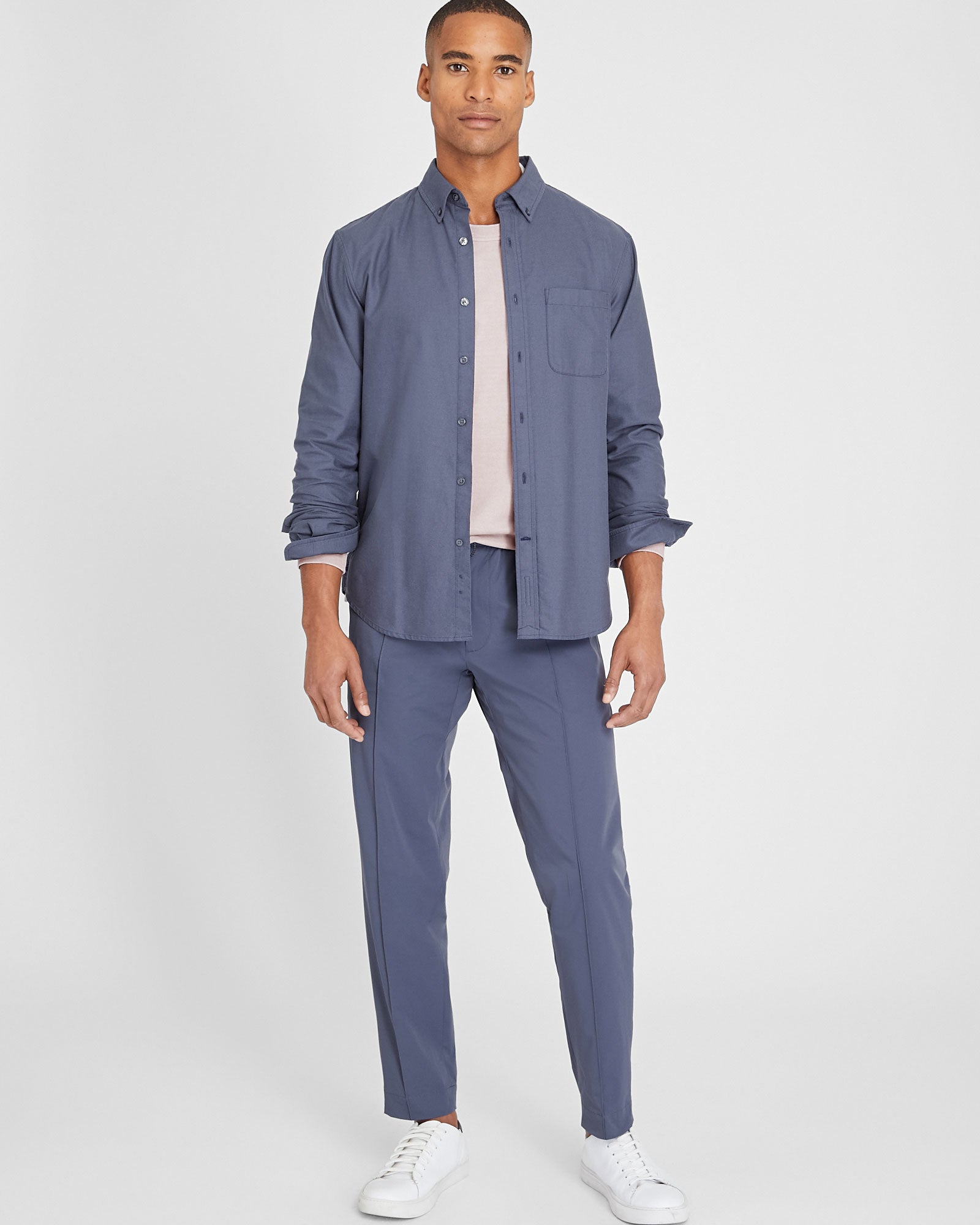 CLUB MONACO - Chandail en molleton ras du cou - Gris Clair