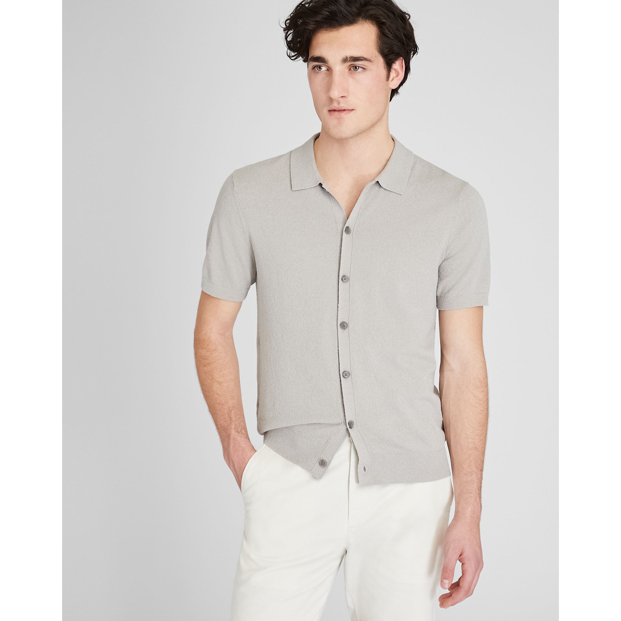 CLUB MONACO - Chemise en micro bouclé - Rose