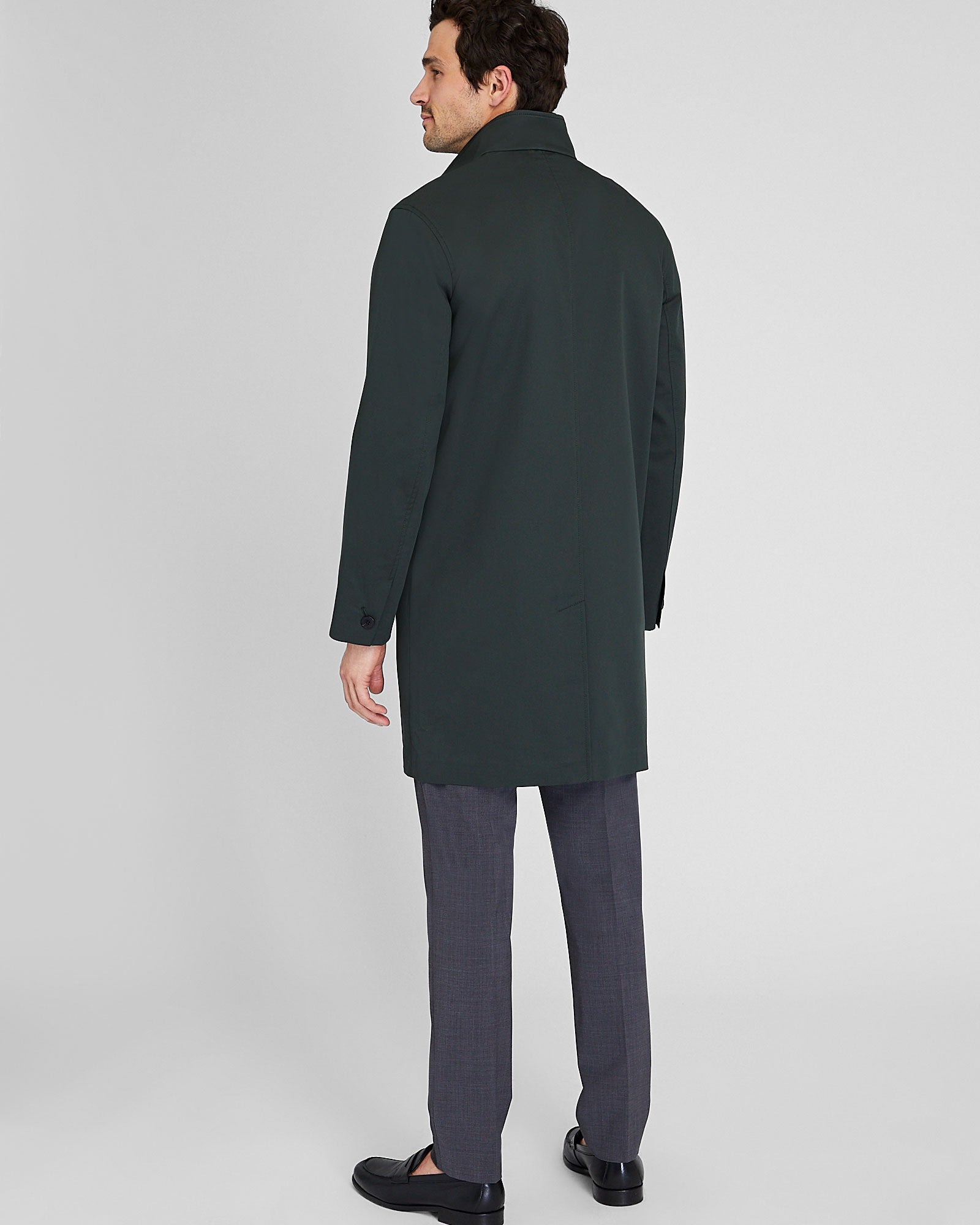 CLUB MONACO - Funnel Neck Mac Coat - Gunmetal Black