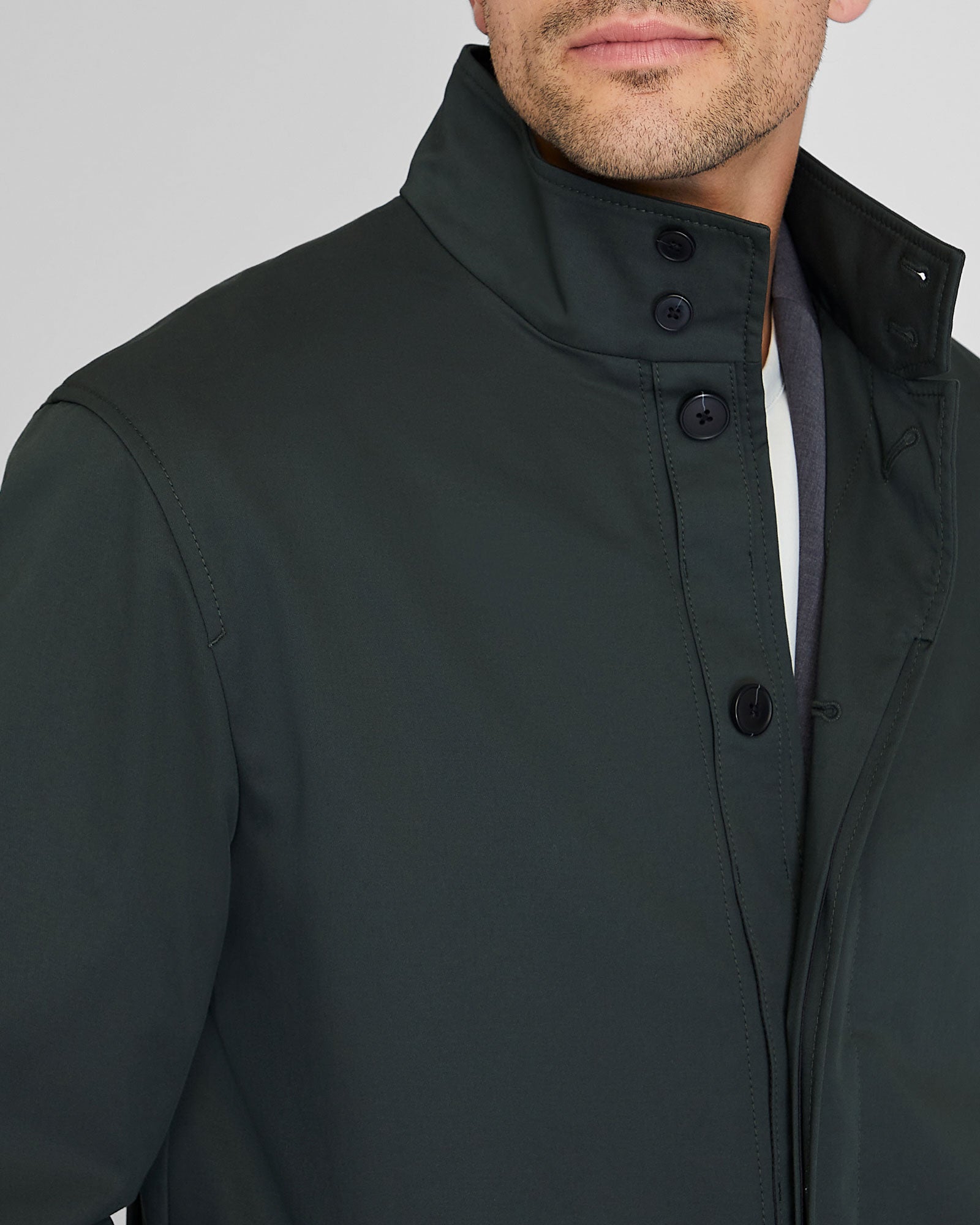 CLUB MONACO - Funnel Neck Mac Coat - Gunmetal Black