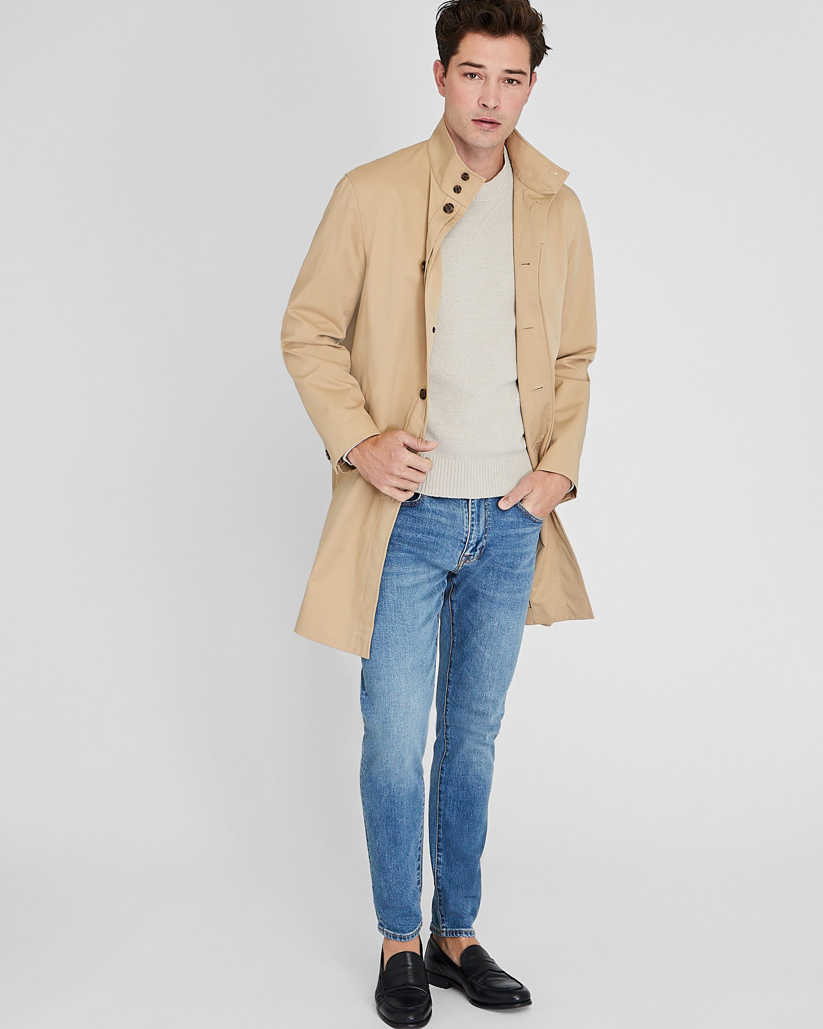 CLUB MONACO - Funnel Neck Mac Coat - Khaki
