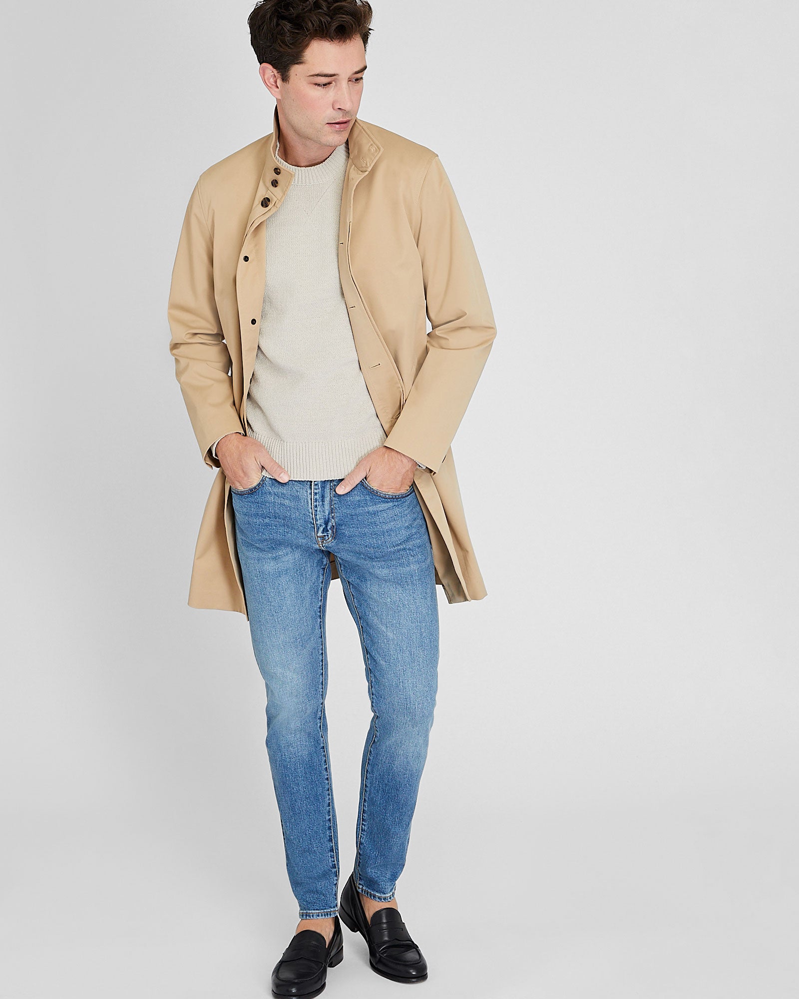 CLUB MONACO - Funnel Neck Mac Coat - Khaki