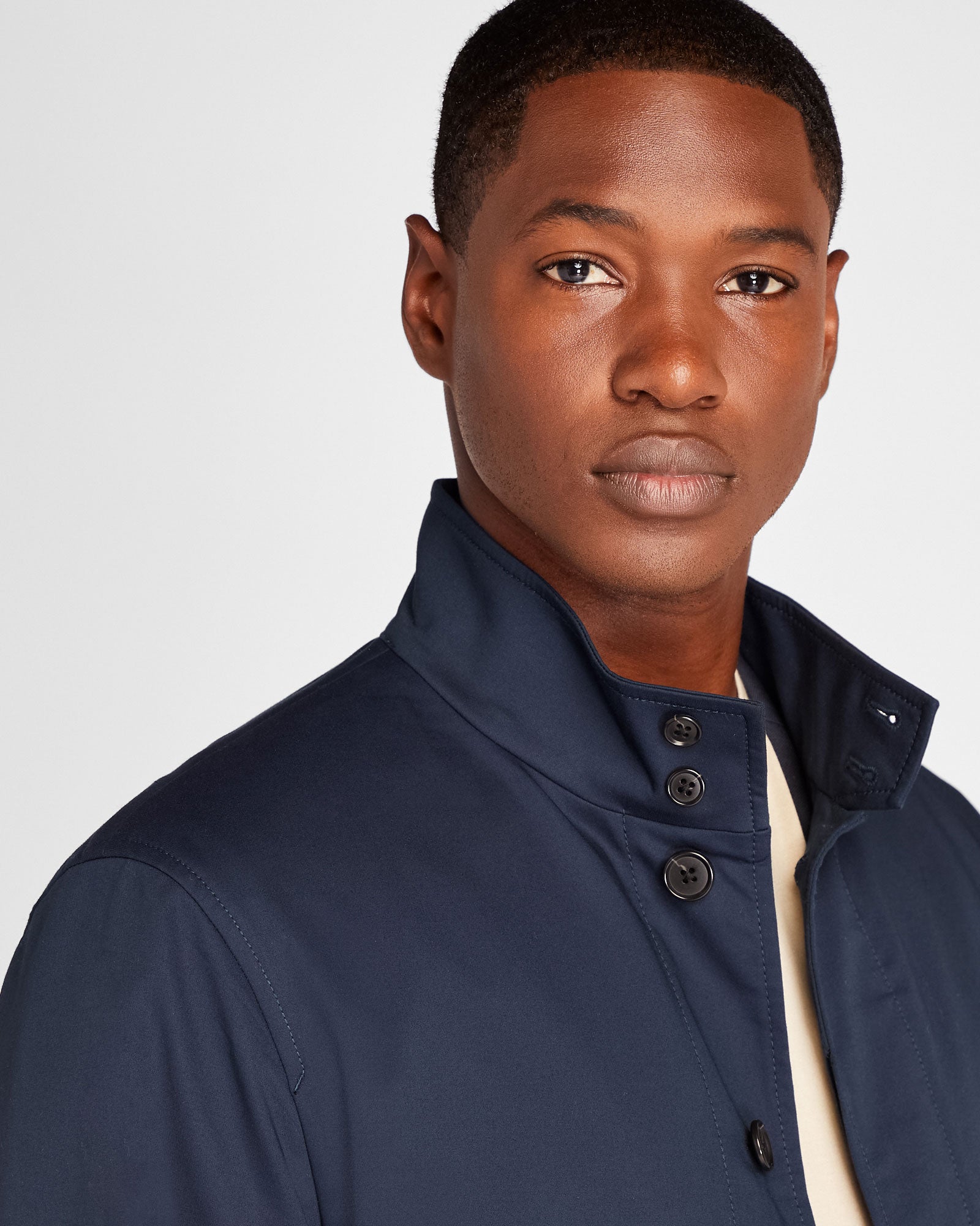 CLUB MONACO - Funnel Neck Mac Coat - Navy