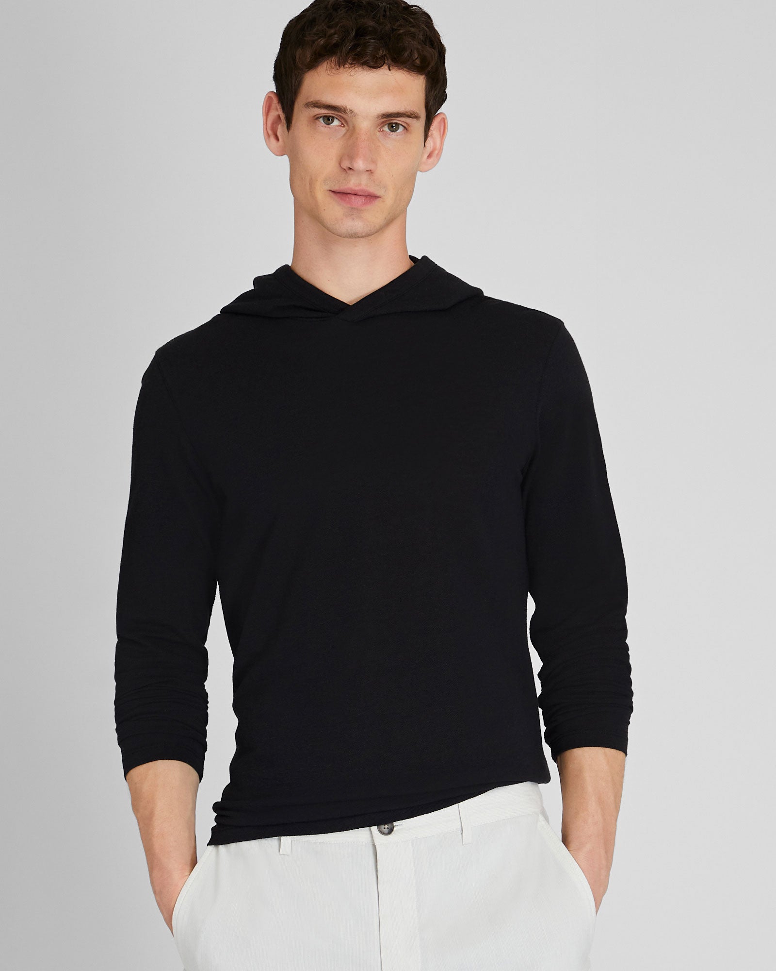 CLUB MONACO - Linen-Cotton Piqué Hoodie - Black