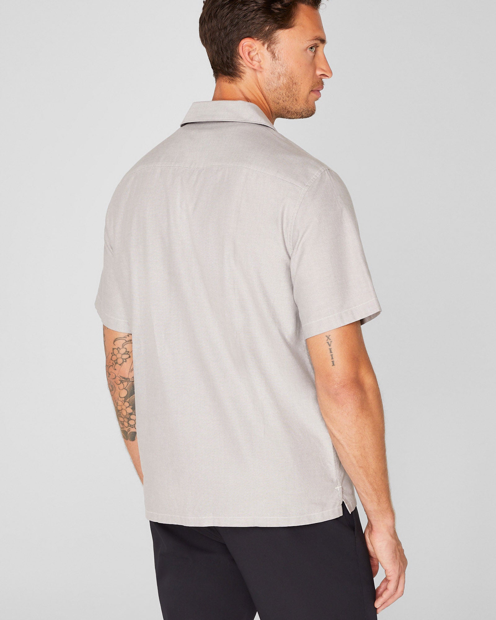 CLUB MONACO - Chemise Oxford à manches courtes - Gris