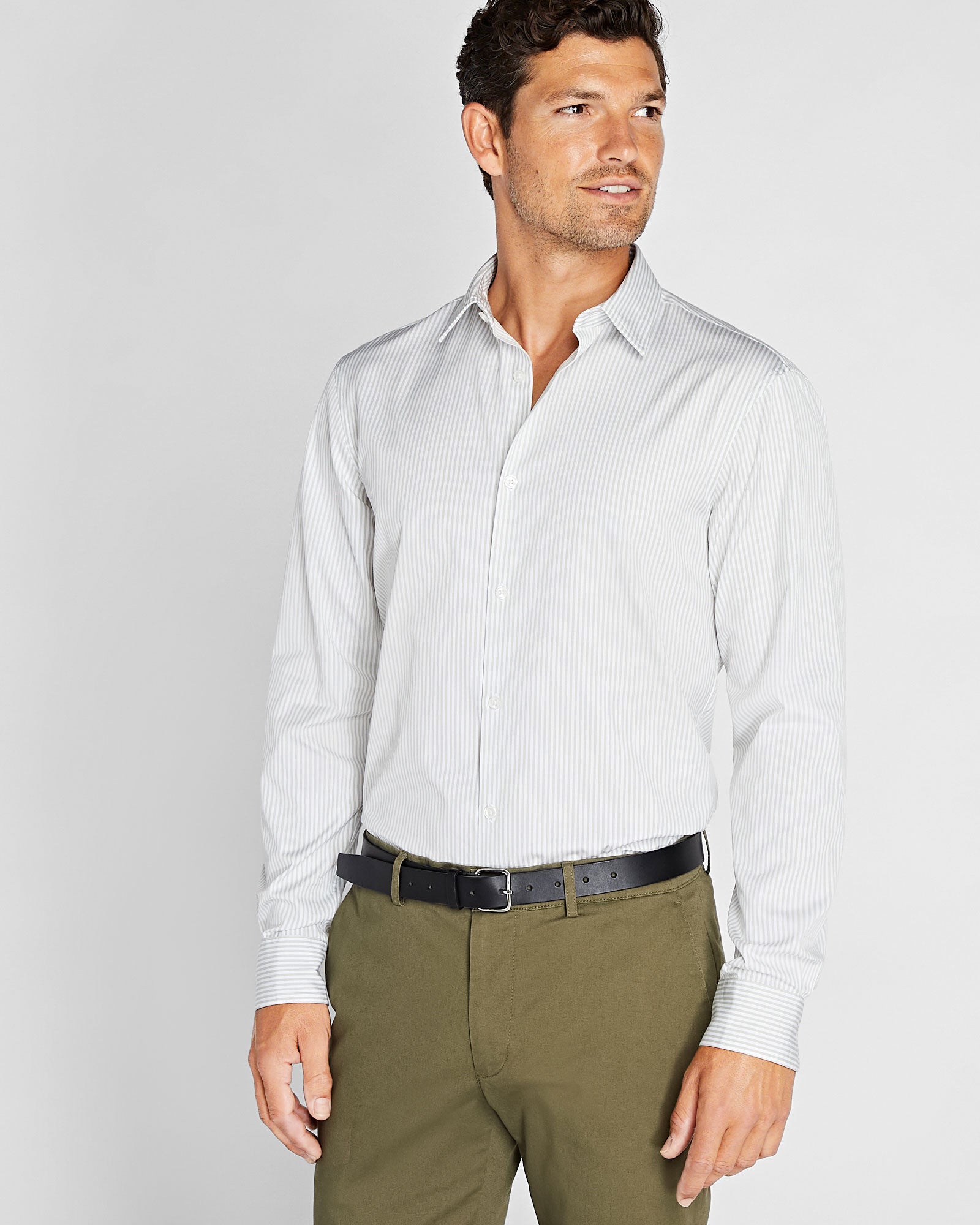 CLUB MONACO - Chemise habillée en popeline rayée - Gris