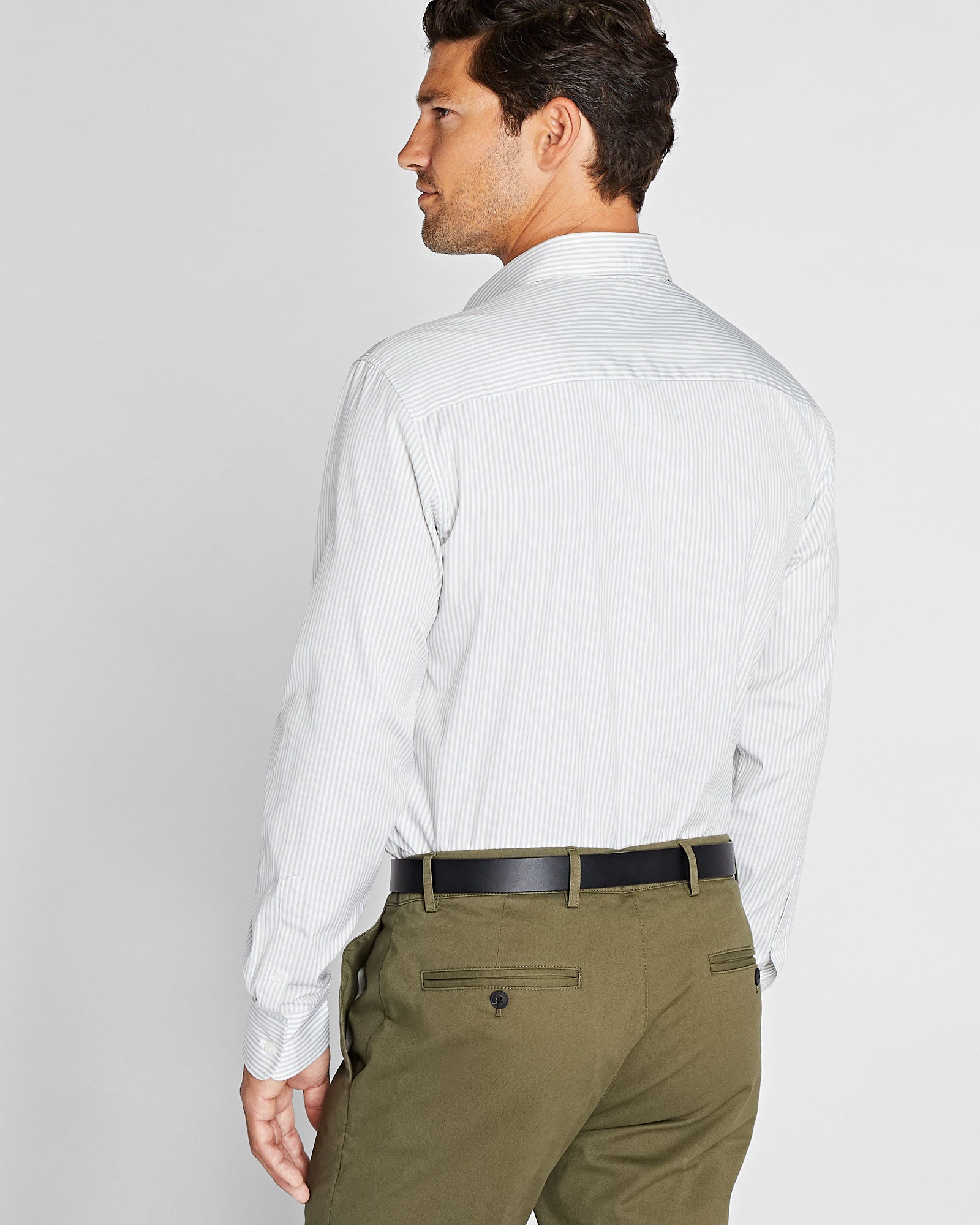 CLUB MONACO - Chemise habillée en popeline rayée - Gris