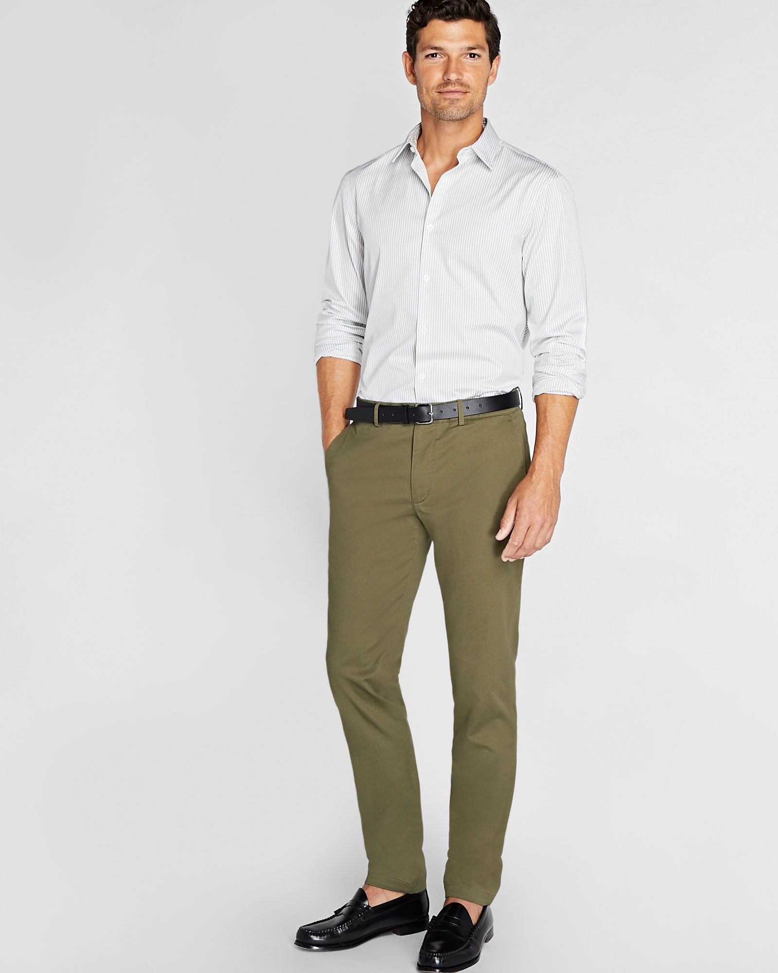 CLUB MONACO - Chemise habillée en popeline rayée - Gris