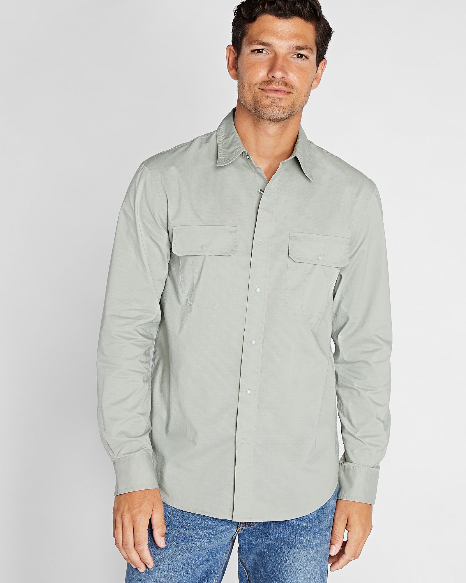 CLUB MONACO - Soft Ripstop Long-Sleeve Shirt - Green