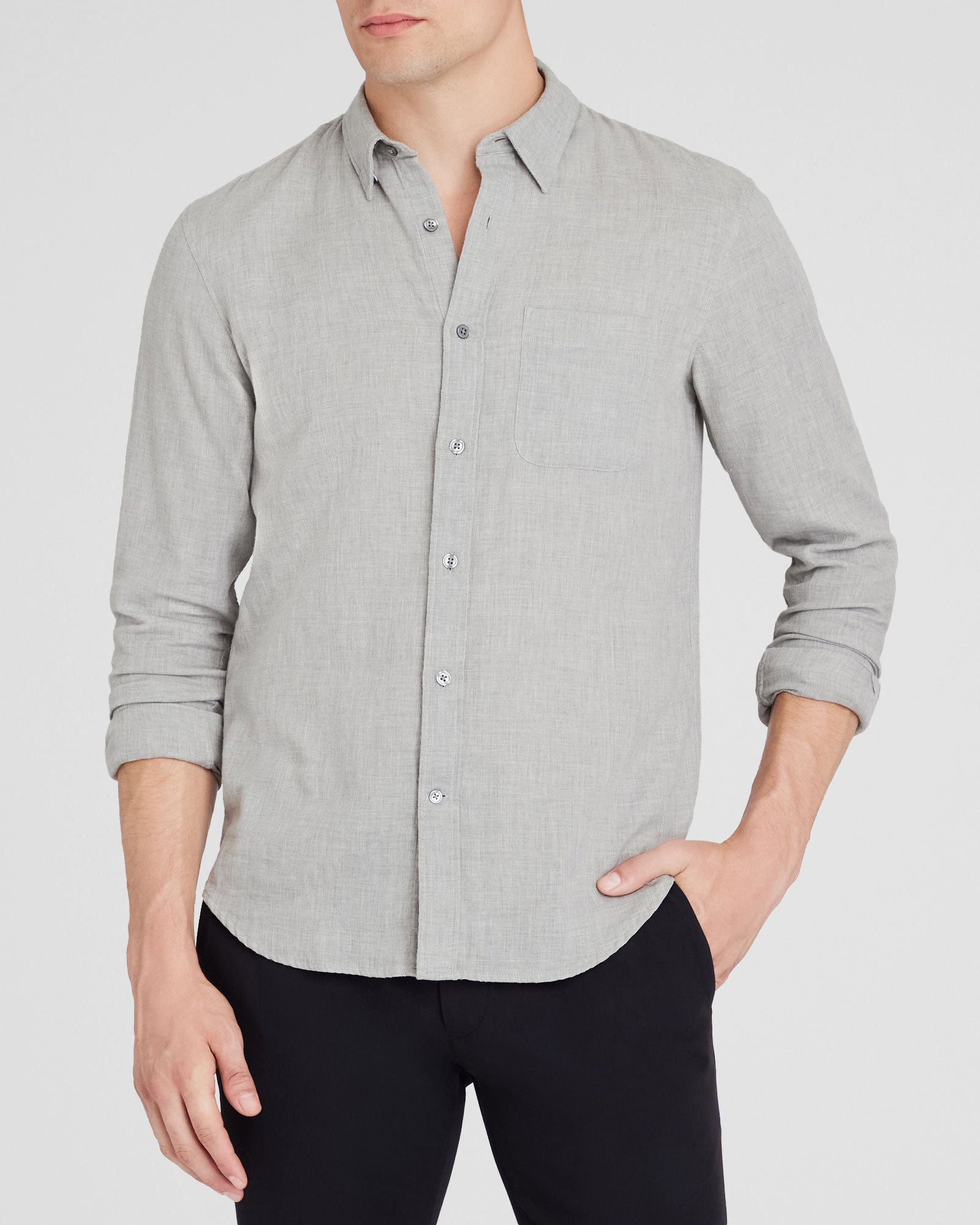 CLUB MONACO - Lightweight Doubleface Long-Sleeve Shirt - Medium Grey