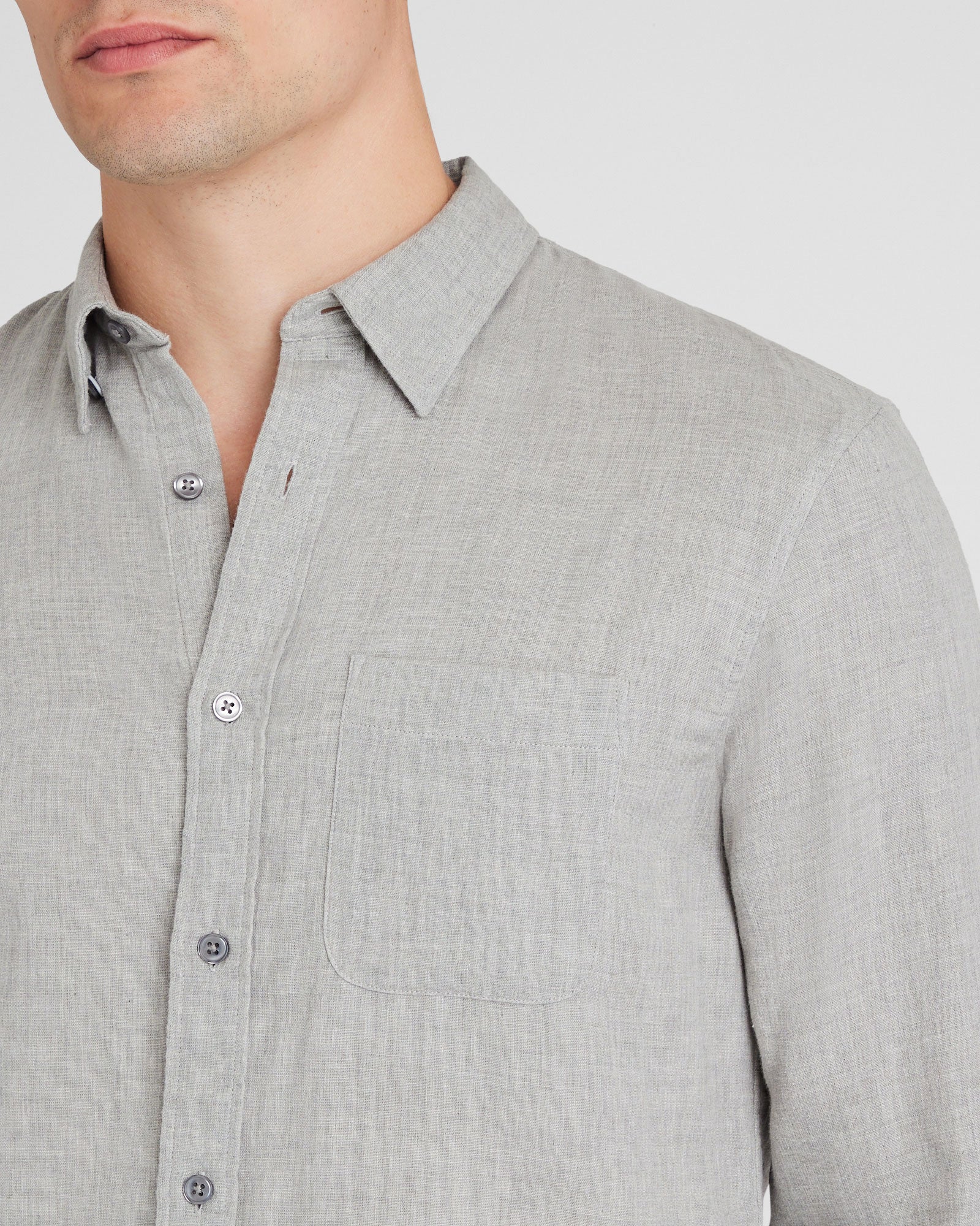 CLUB MONACO - Lightweight Doubleface Long-Sleeve Shirt - Medium Grey